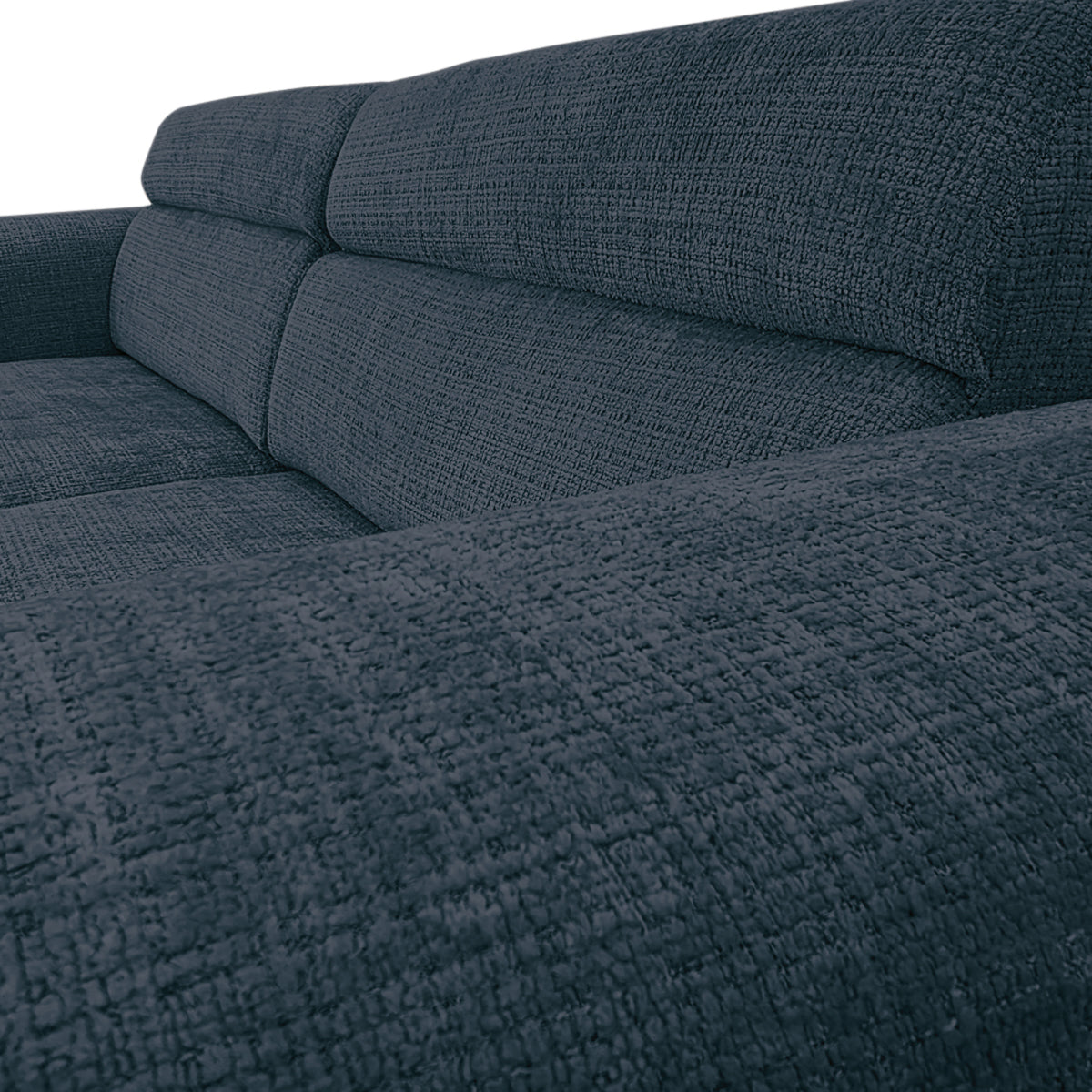 Canapé droit Sommerard en tissu chenille bleu Paname Avenue, zoom sur le revêtement