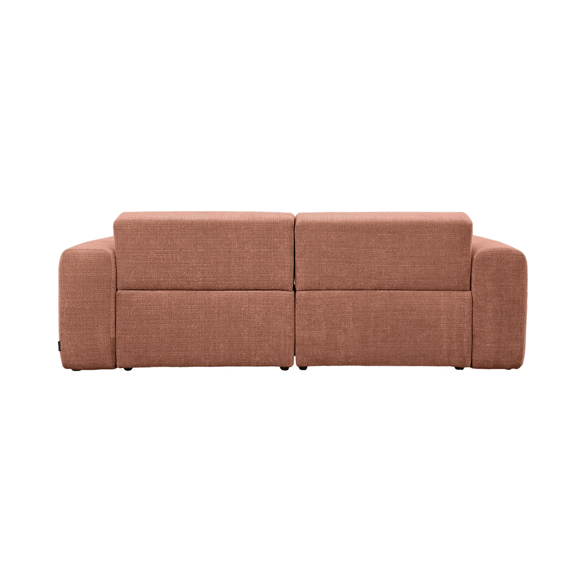 Canapé droit Sommerard en tissu chenille terracotta Paname Avenue, vue arrière sur fond blanc