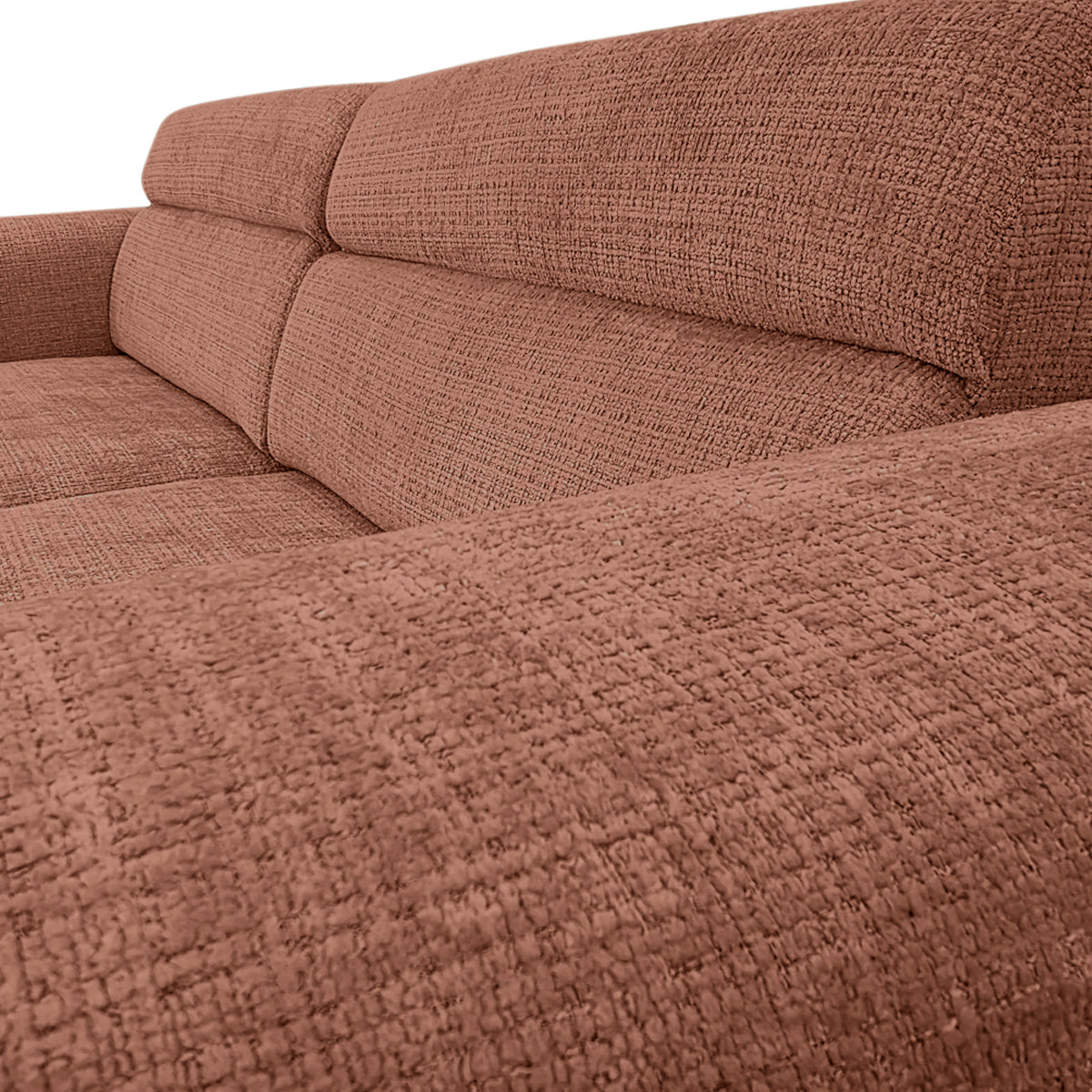 Canapé droit Sommerard en tissu chenille terracotta Paname Avenue, zoom sur le revêtement