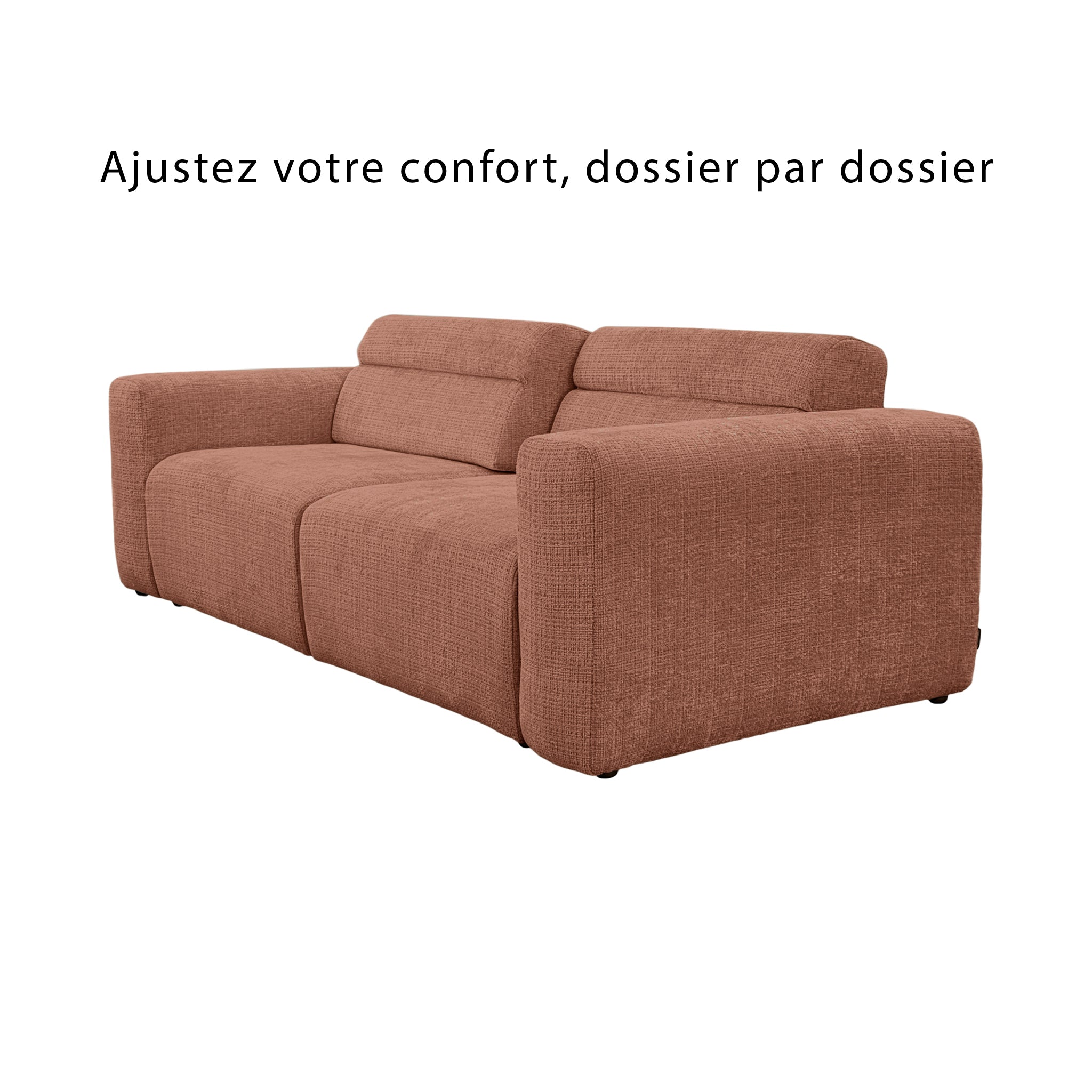 Canapé droit Sommerard en tissu chenille terracotta Paname Avenue, vue sur les dossiers ajustables