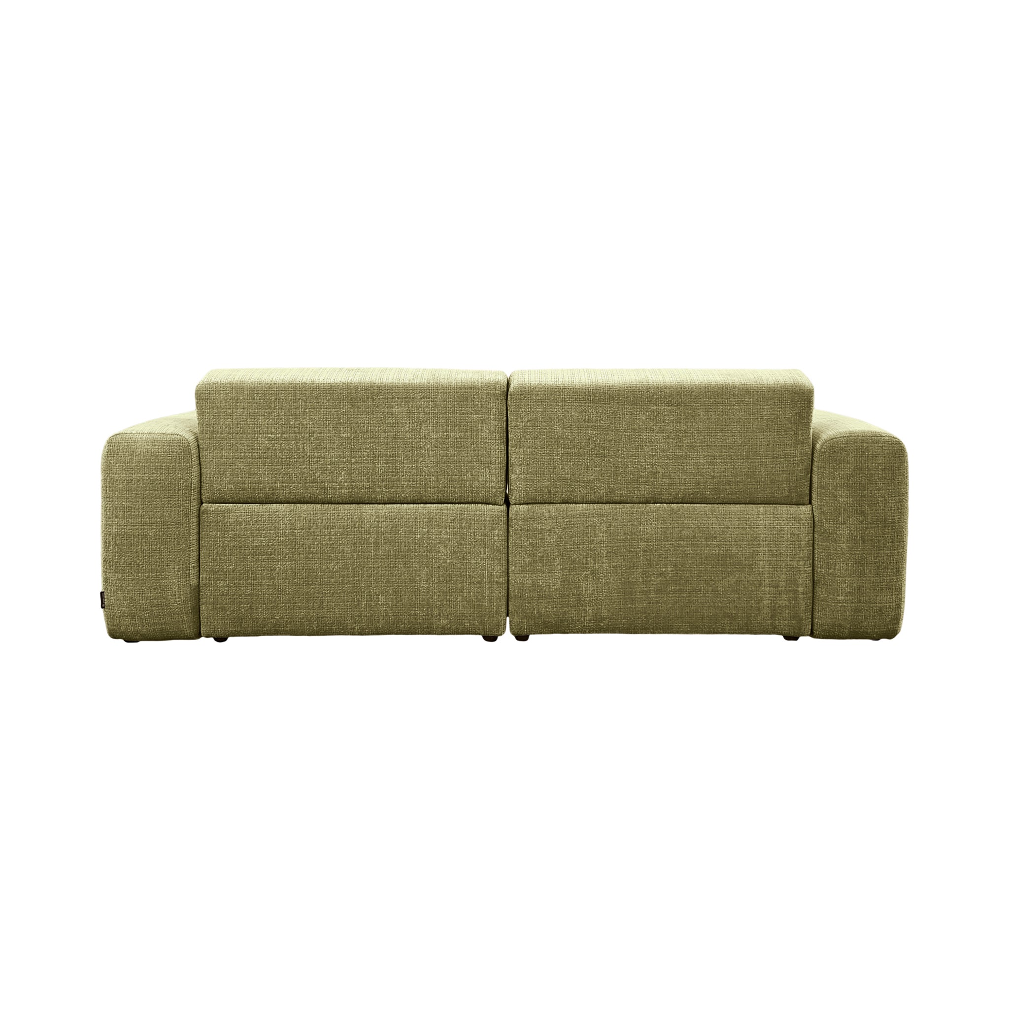 Canapé droit Sommerard en tissu chenille vert olive Paname Avenue, vue arrière sur fond blanc