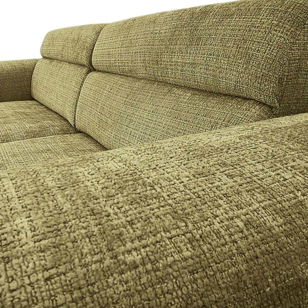 Canapé droit Sommerard en tissu chenille vert olive Paname Avenue, zoom sur le revêtement