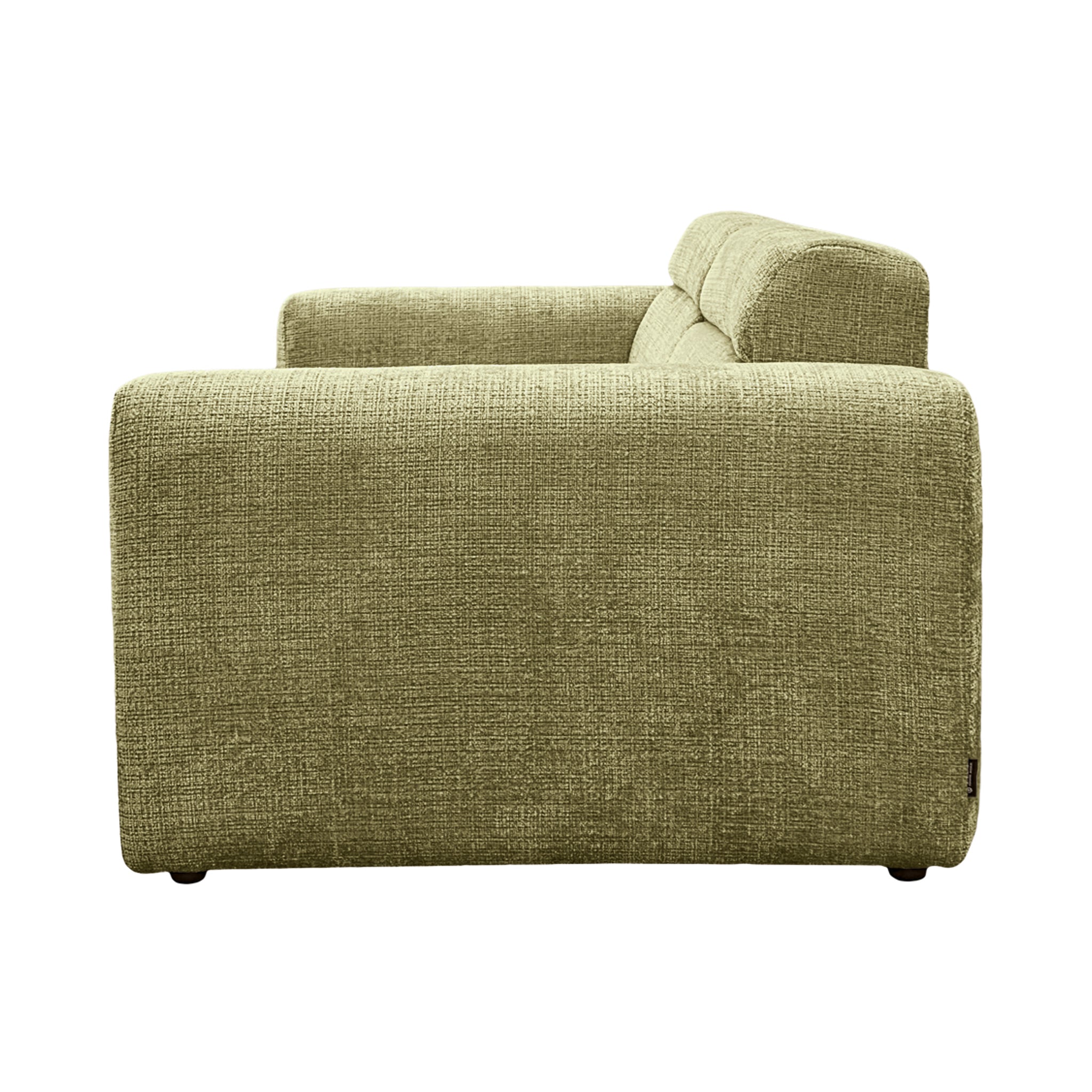 Canapé droit Sommerard en tissu chenille vert olive Paname Avenue, vue de profil sur fond blanc