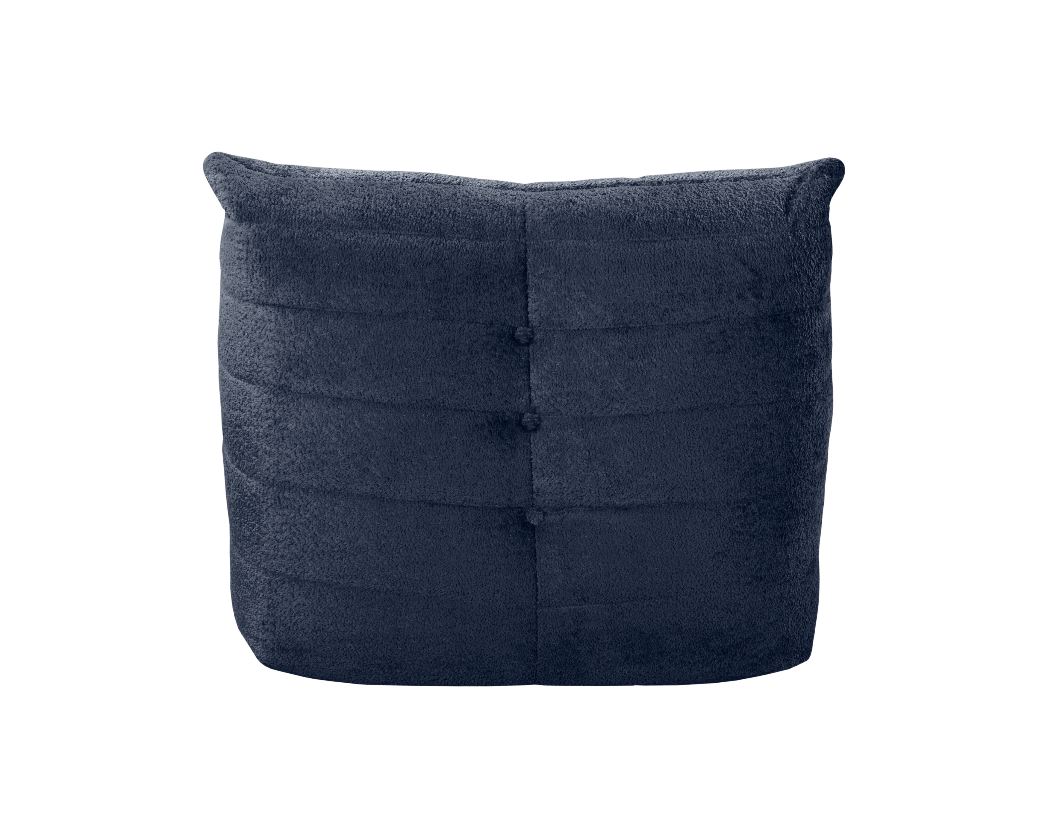 Fauteuil Moret en tissu chenille bleu Paname Avenue, vue arrière sur fond blanc