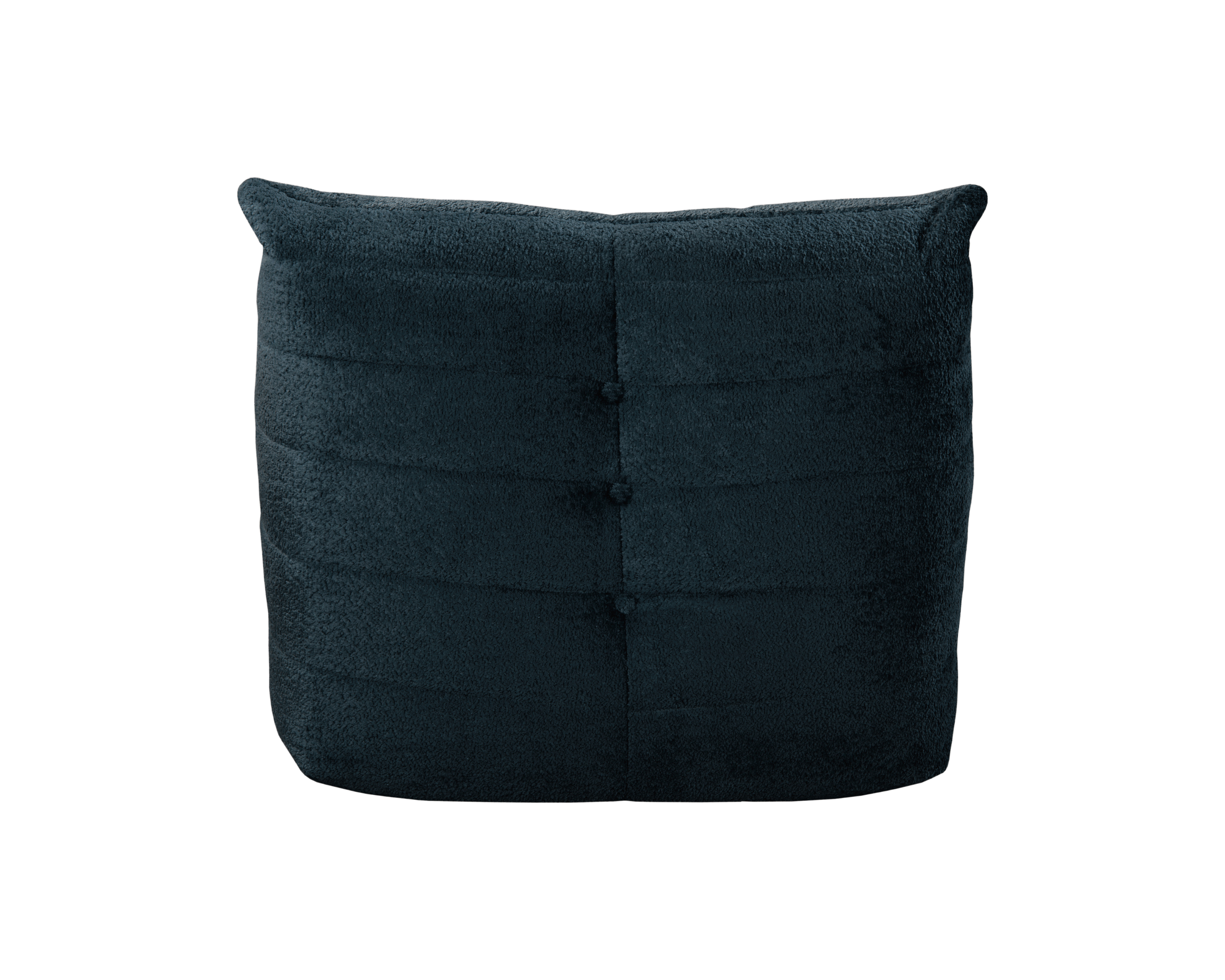 Fauteuil Moret en tissu chenille bleu foncé Paname Avenue, vue arrière sur fond blanc