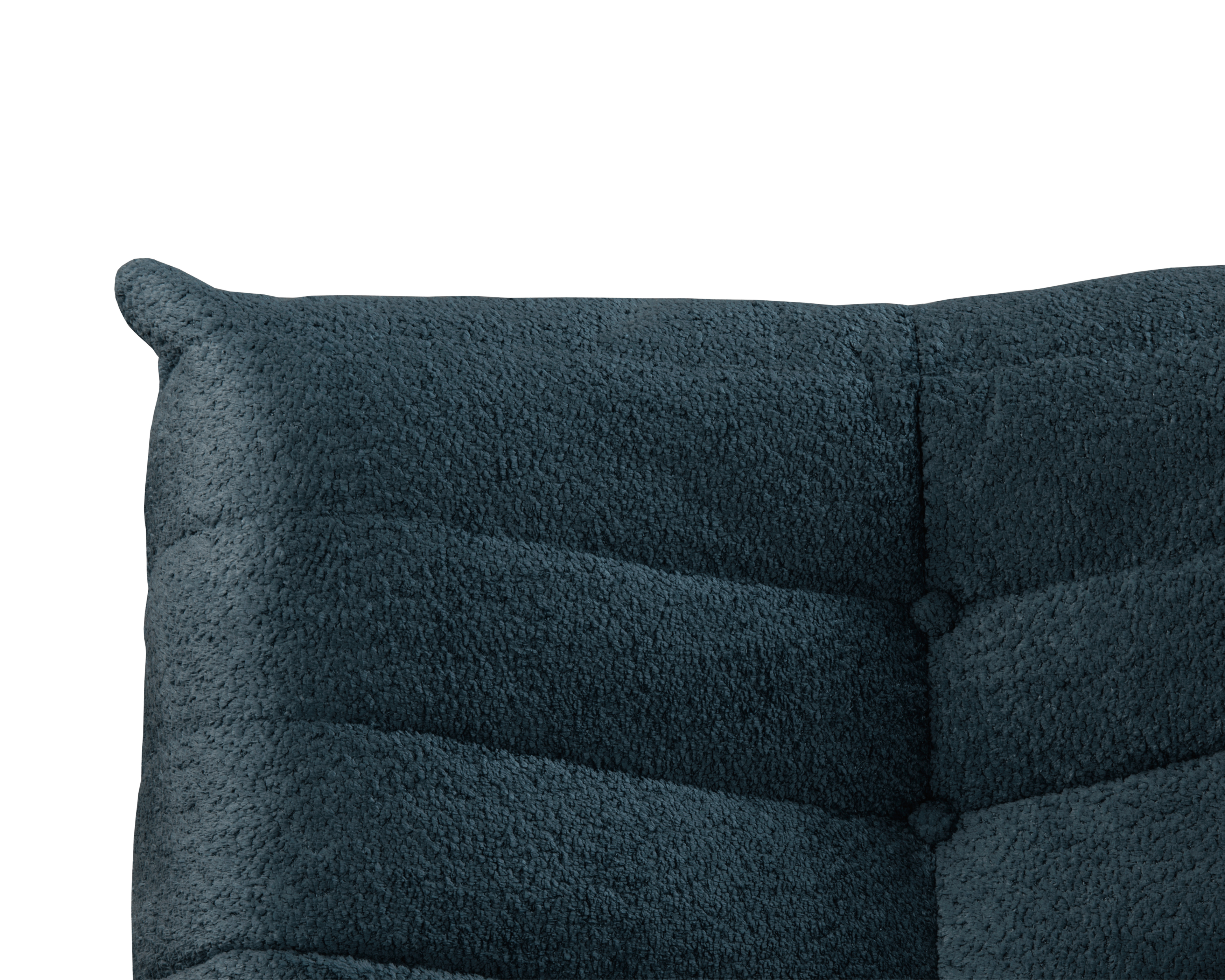 Fauteuil Moret en tissu chenille bleu foncé Paname Avenue, zoom sur la finition 