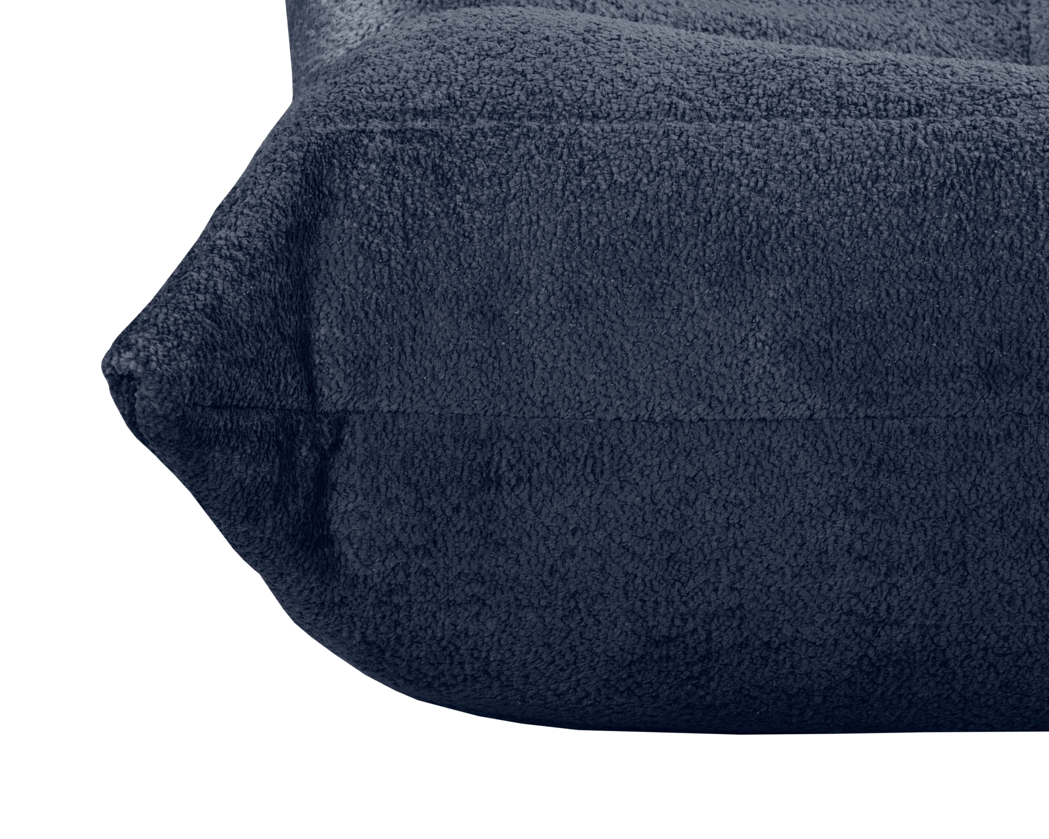 Fauteuil Moret en tissu chenille bleu Paname Avenue, zoom sur l'assise