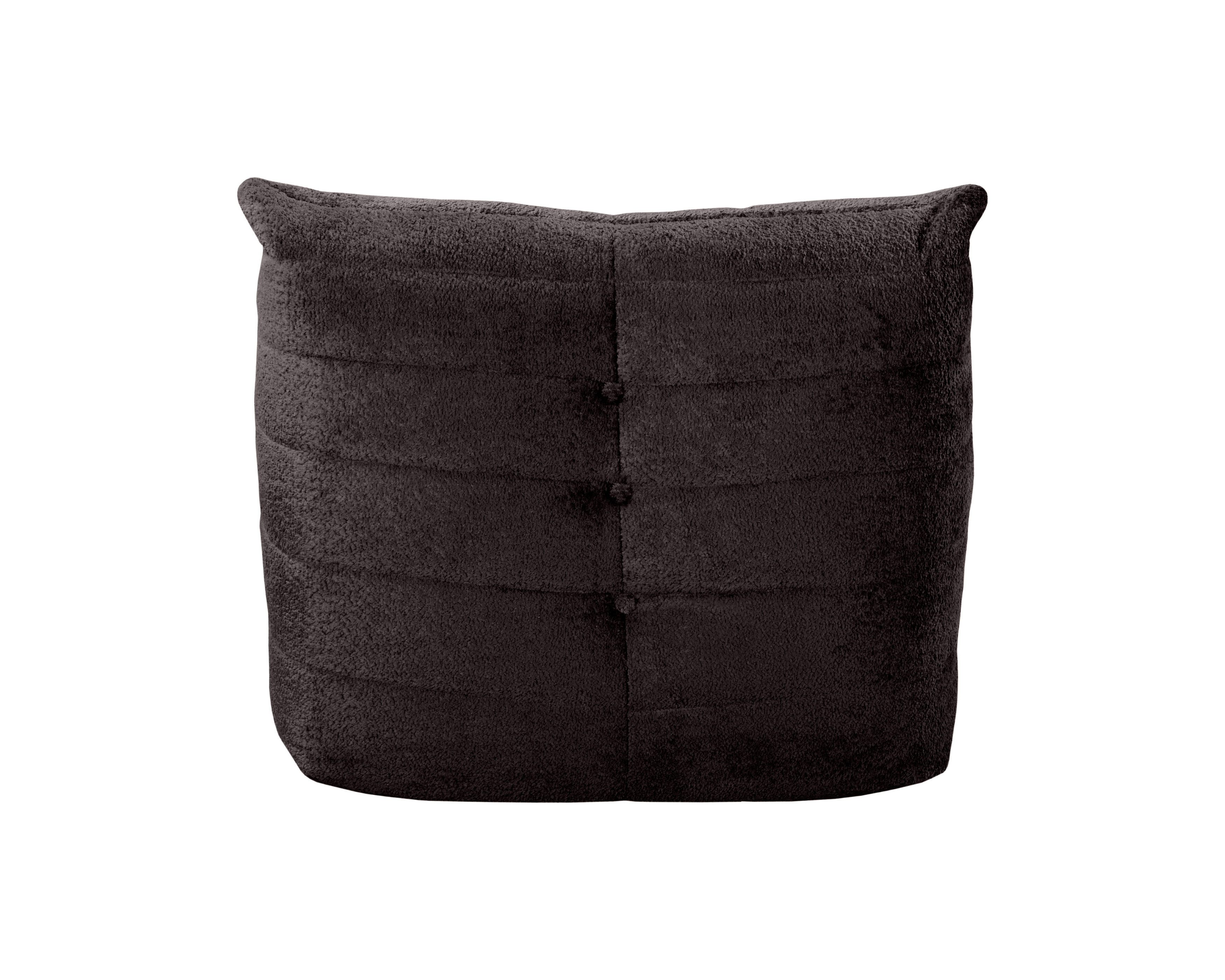 Fauteuil Moret en tissu chenille marron Paname Avenue, vue arrière sur fond blanc