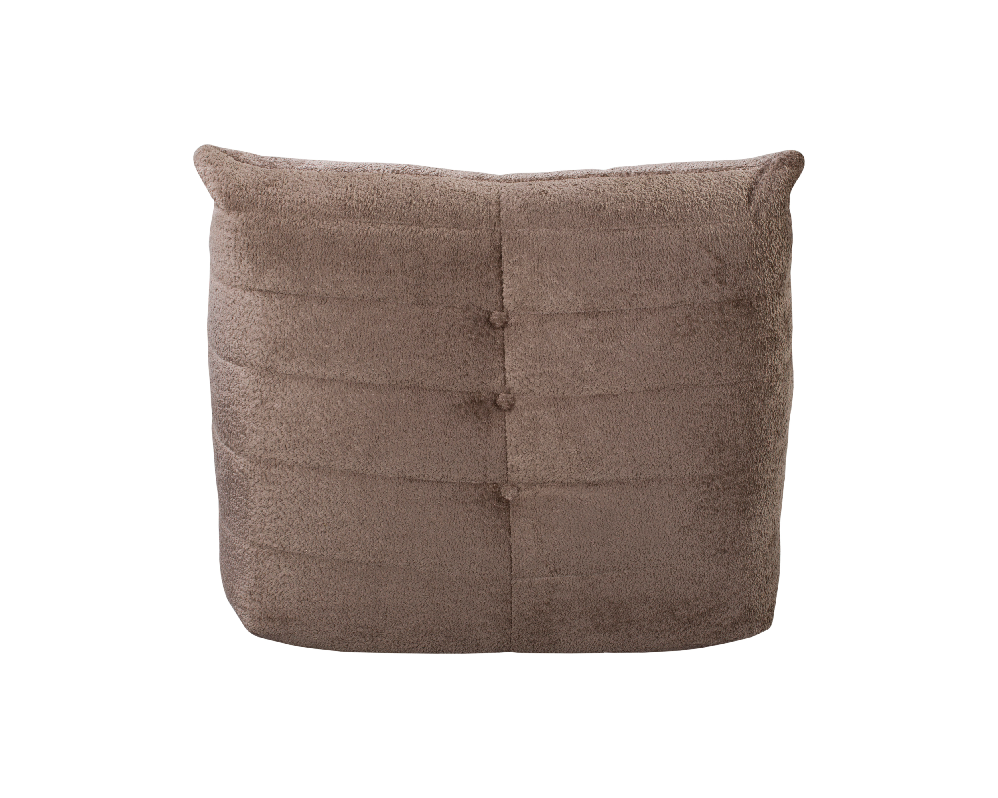 Fauteuil Moret en tissu chenille taupe Paname Avenue, vue arrière sur fond blanc