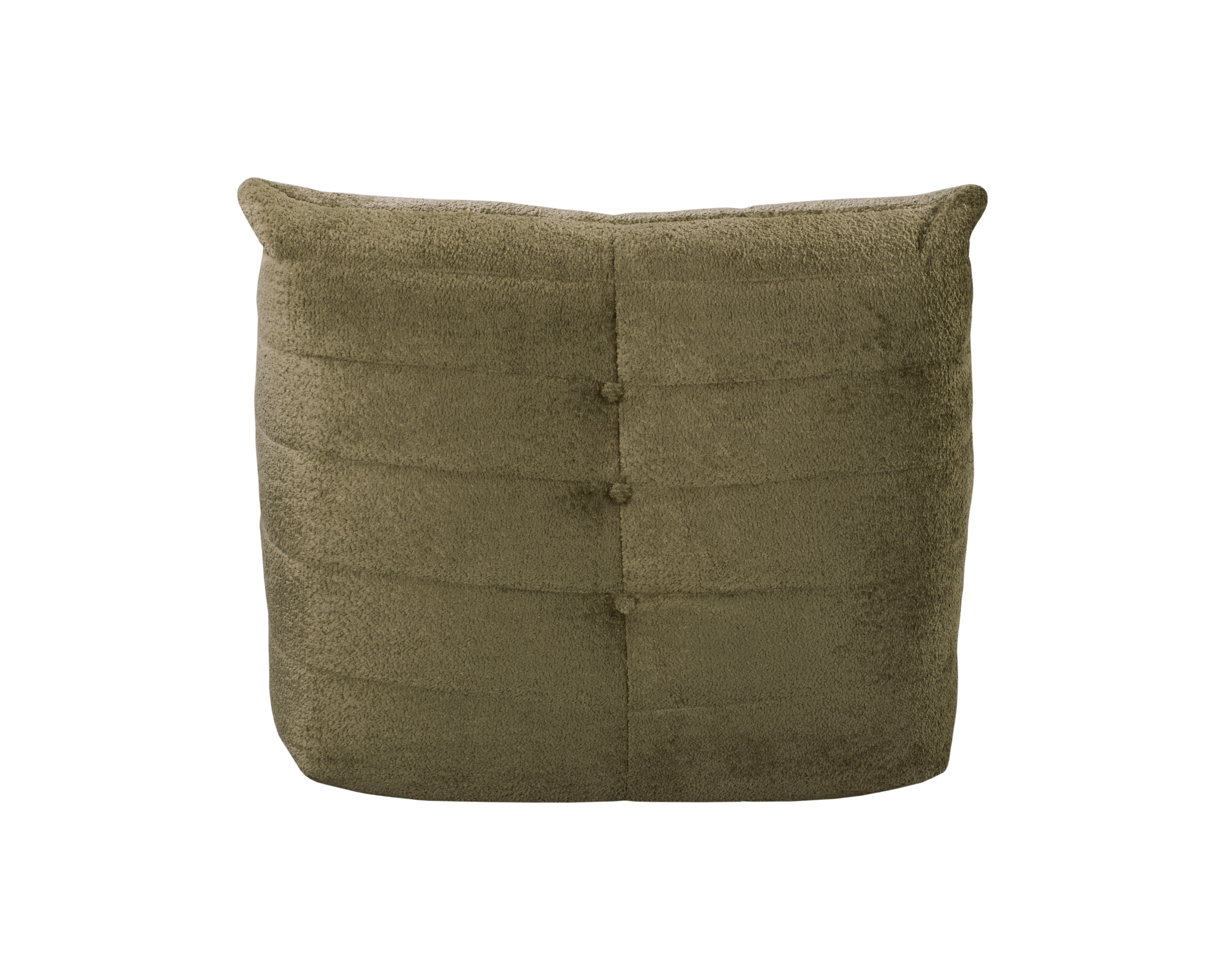 Fauteuil Moret en tissu chenille vert olive Paname Avenue, vue arrière sur fond blanc