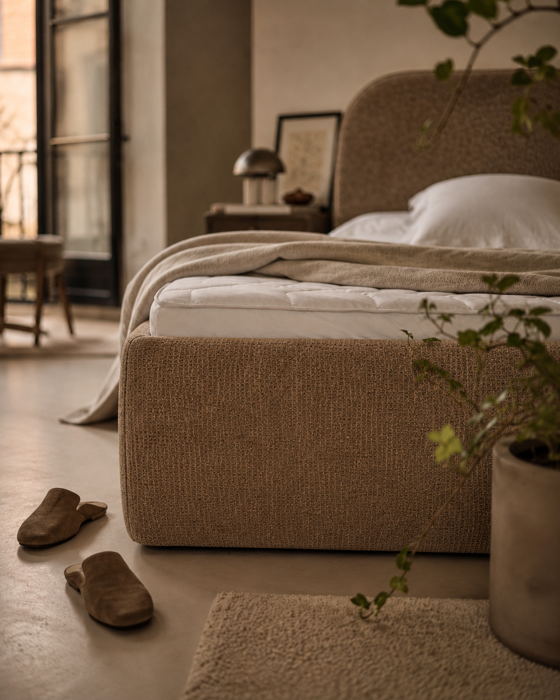 Lit coffre Gravilliers de Paname Avenue dans une chambre minimaliste et chaleureuse