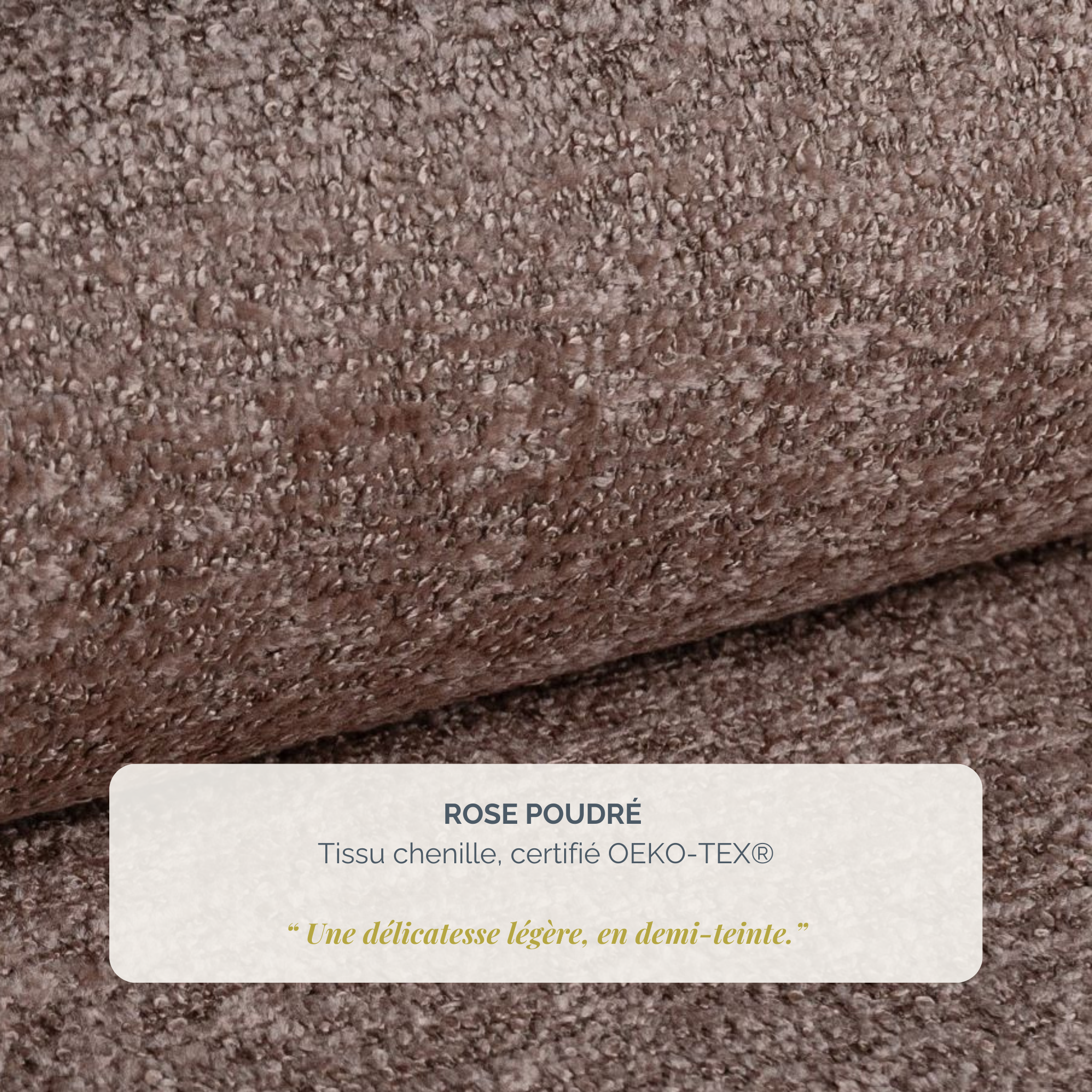 Lit Debelleyme 140x200 en tissu chenille rose Paname Avenue, détail de la texture du revêtement