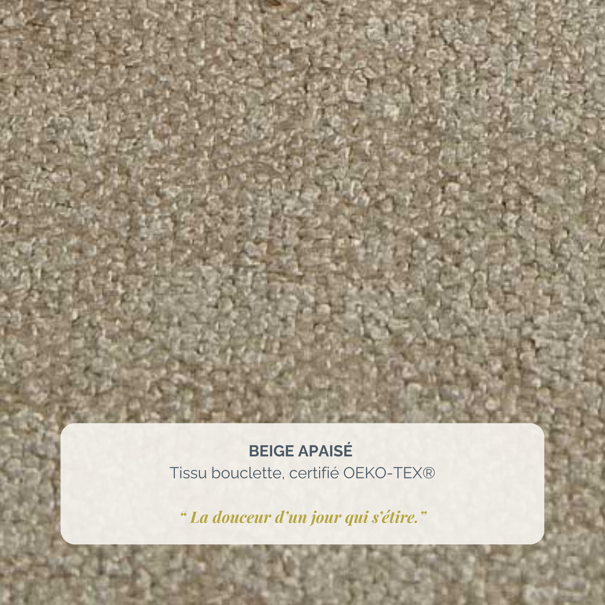 Lit Valmy 140x200 en tissu bouclette beige Paname Avenue, détail de la texture du revêtement