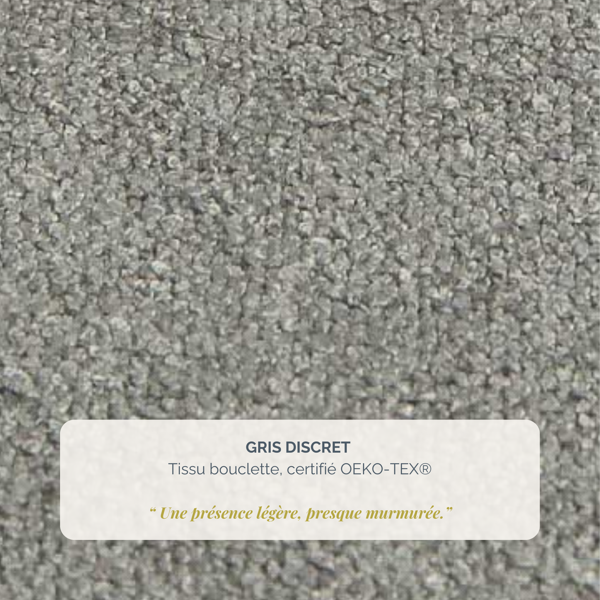 Lit Valmy 140x200 en tissu bouclette gris Paname Avenue, détail de la texture du revêtement