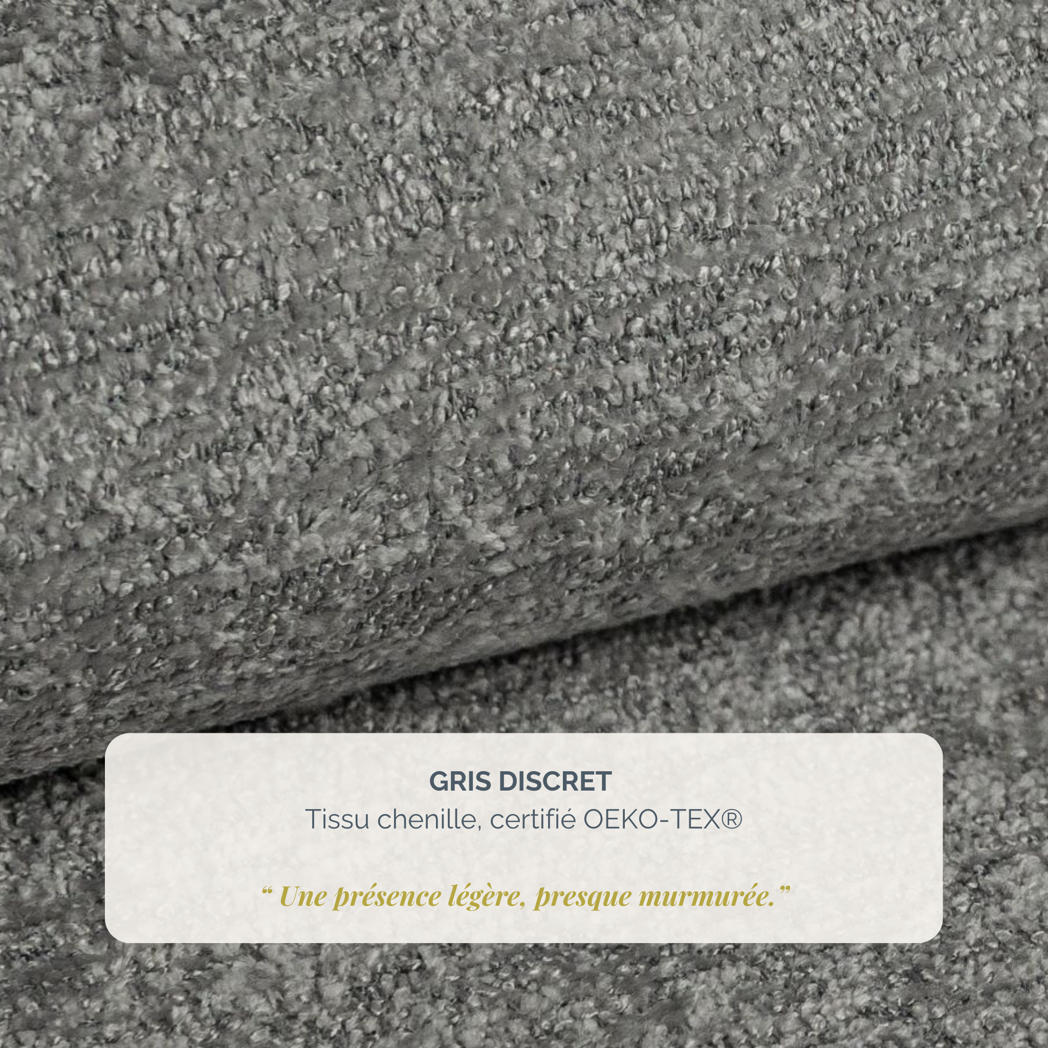 Lit Debelleyme 160x200 en tissu chenille gris clair Paname Avenue, détail de la texture du revêtement