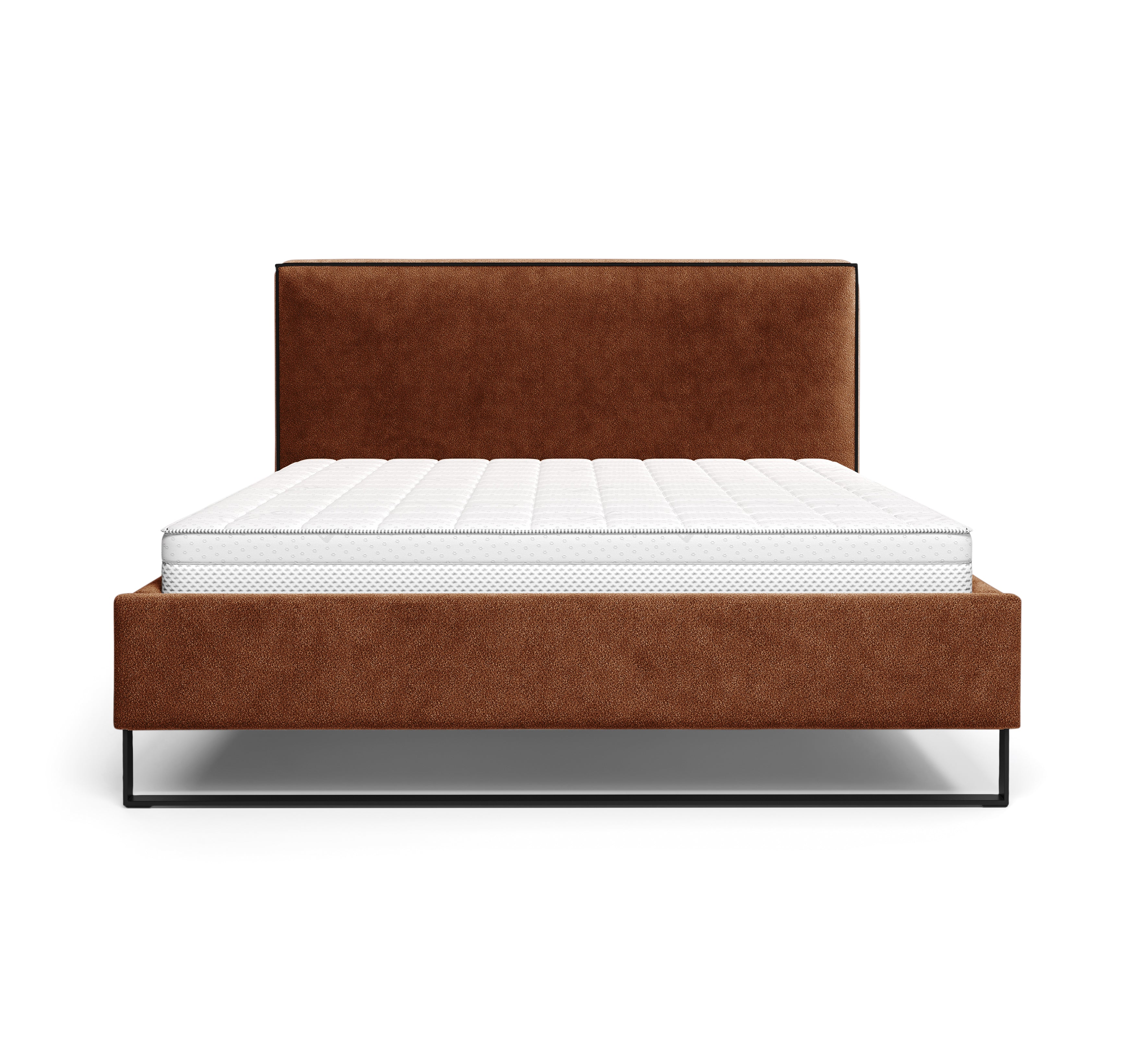 Lit Debelleyme 160x200 en tissu chenille terracotta Paname Avenue, vue de face sur fond blanc