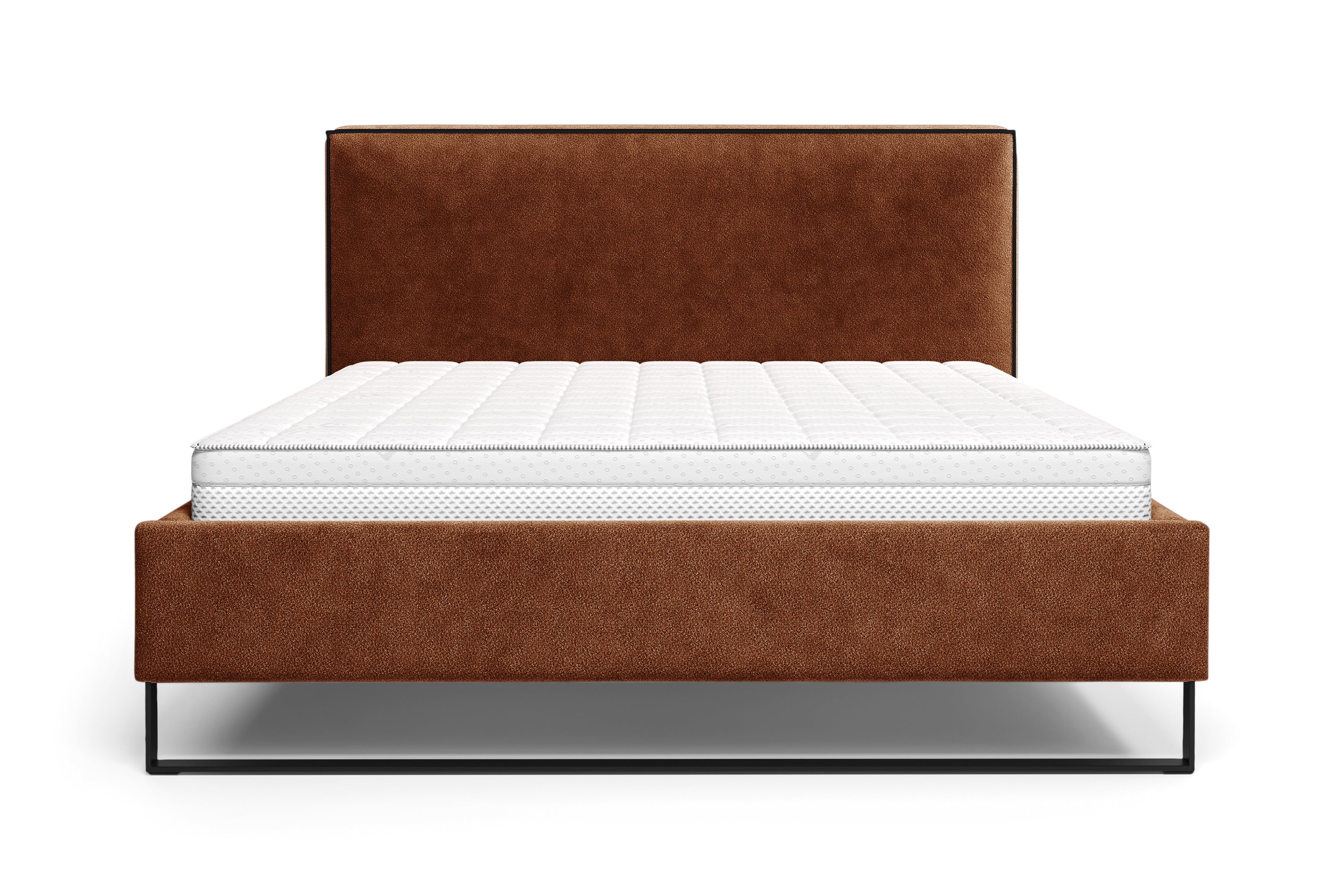 Lit Debelleyme 180x200 en tissu chenille terracotta Paname Avenue, vue de face sur fond blanc