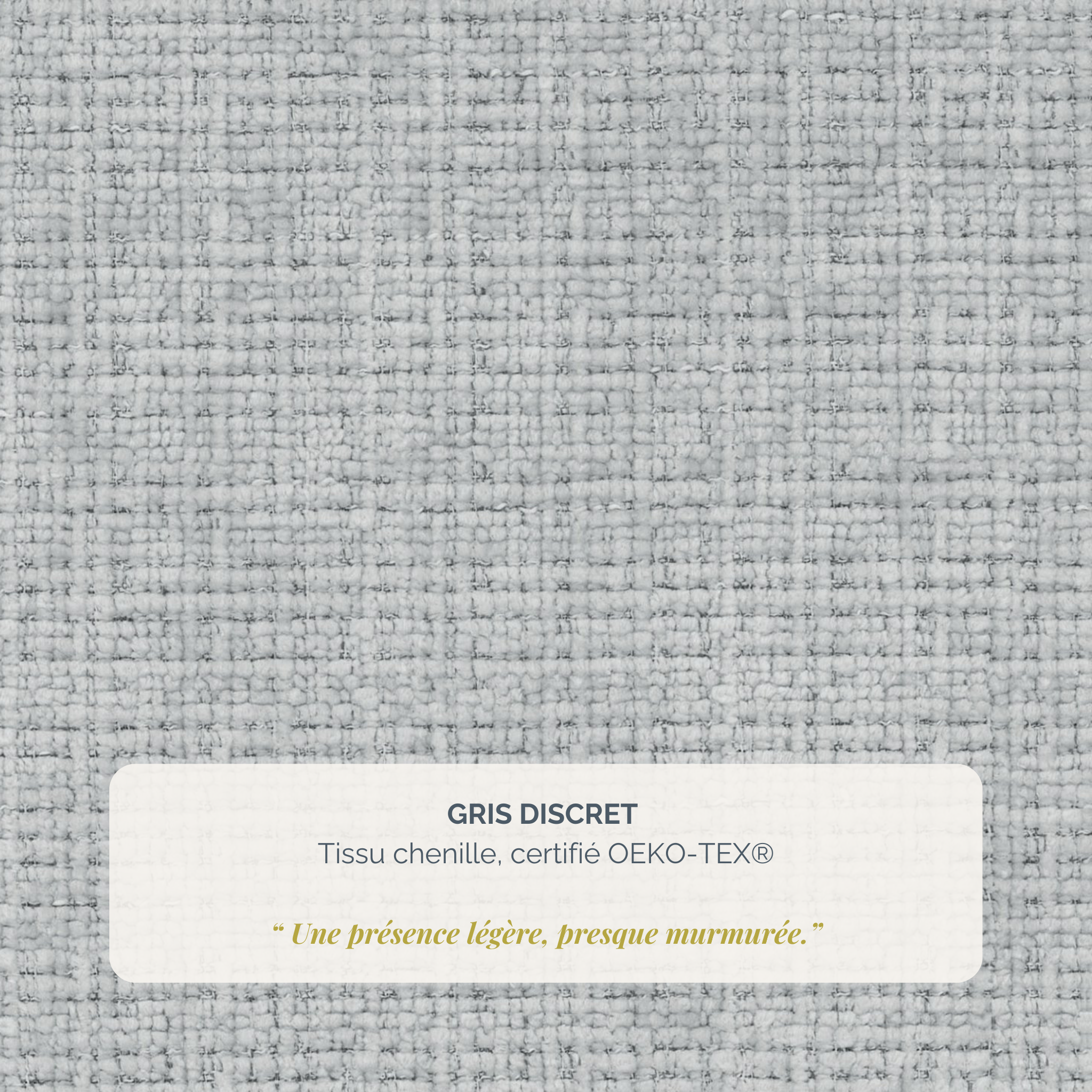 Lit Victor Massé 180x200 en tissu chenille gris clair Paname Avenue, détail de la texture du revêtement