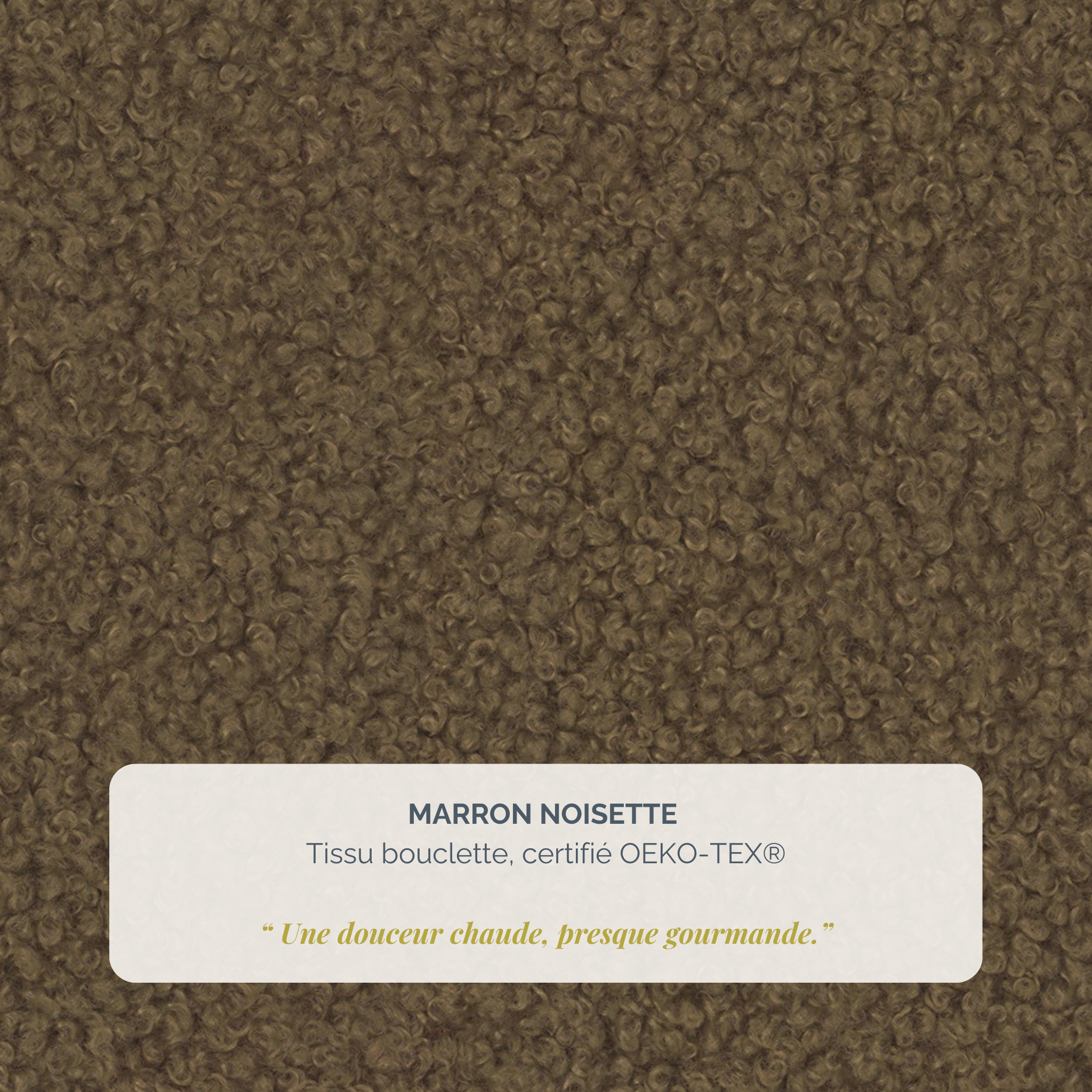 Lit coffre François Miron 140x200 cm en tissu chenille marron Paname Avenue, détail de la texture du revêtement