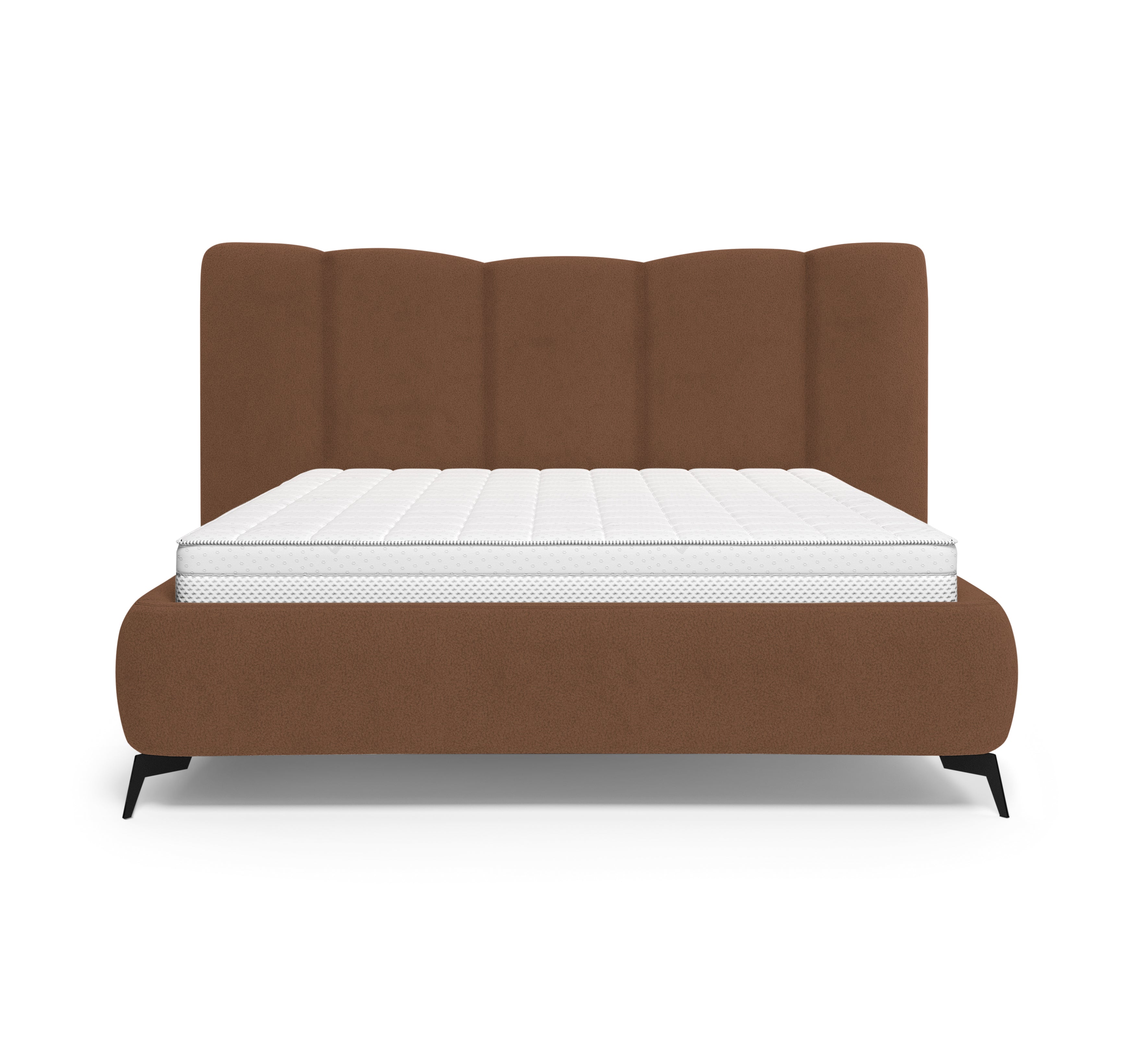 Lit coffre François Miron 140x200 cm en tissu chenille terracotta Paname Avenue, vue de face sur fond blanc