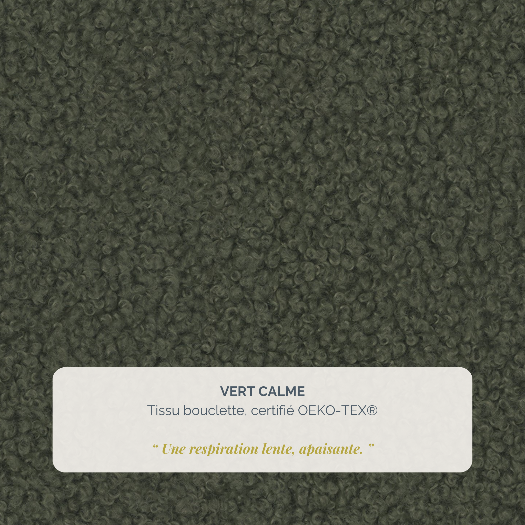 Lit coffre François Miron 140x200 cm en tissu chenille vert Paname Avenue, détail de la texture du revêtement