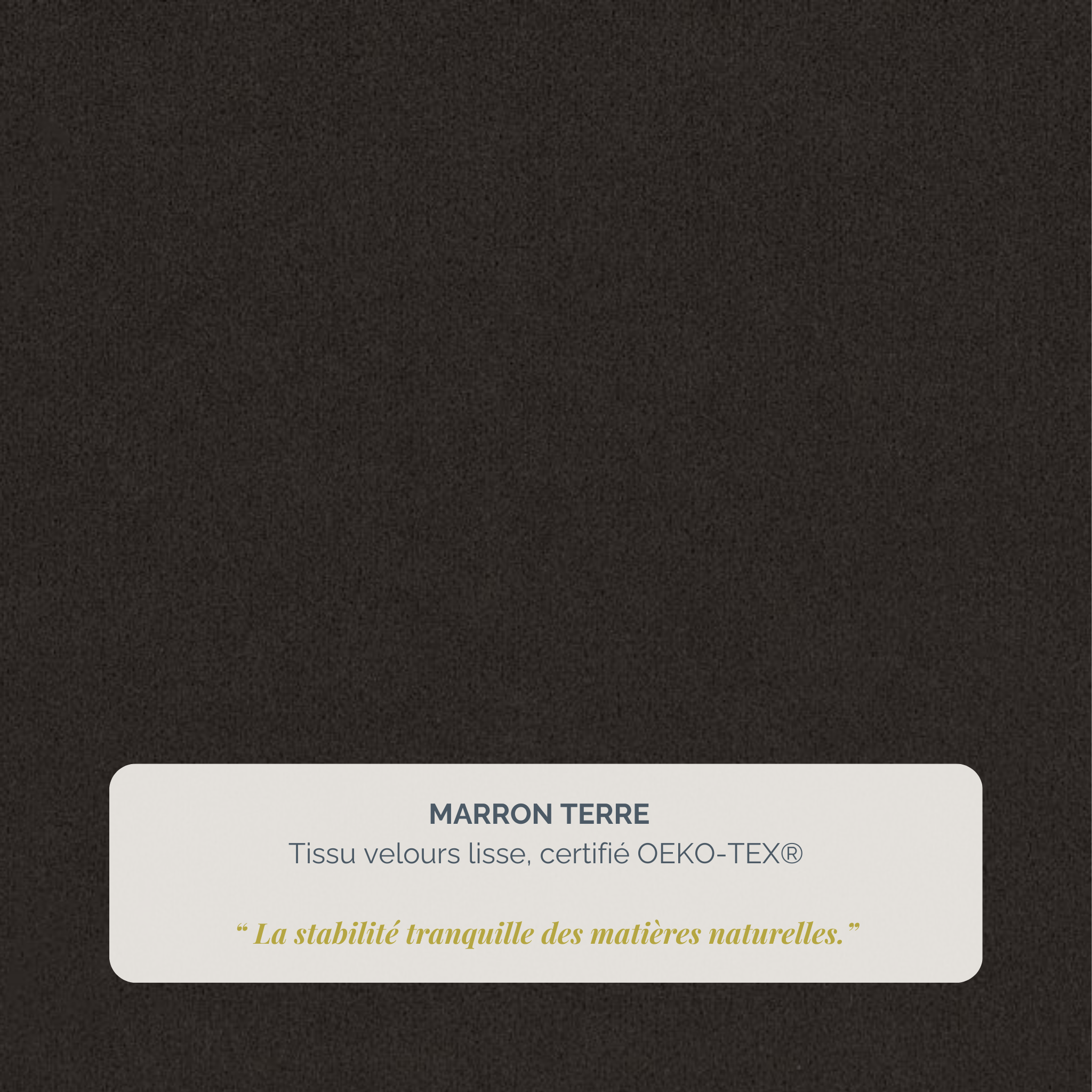 Lit coffre Timbaud 180x200 en tissu velours lisse marron Paname Avenue, détail de la texture du revêtement