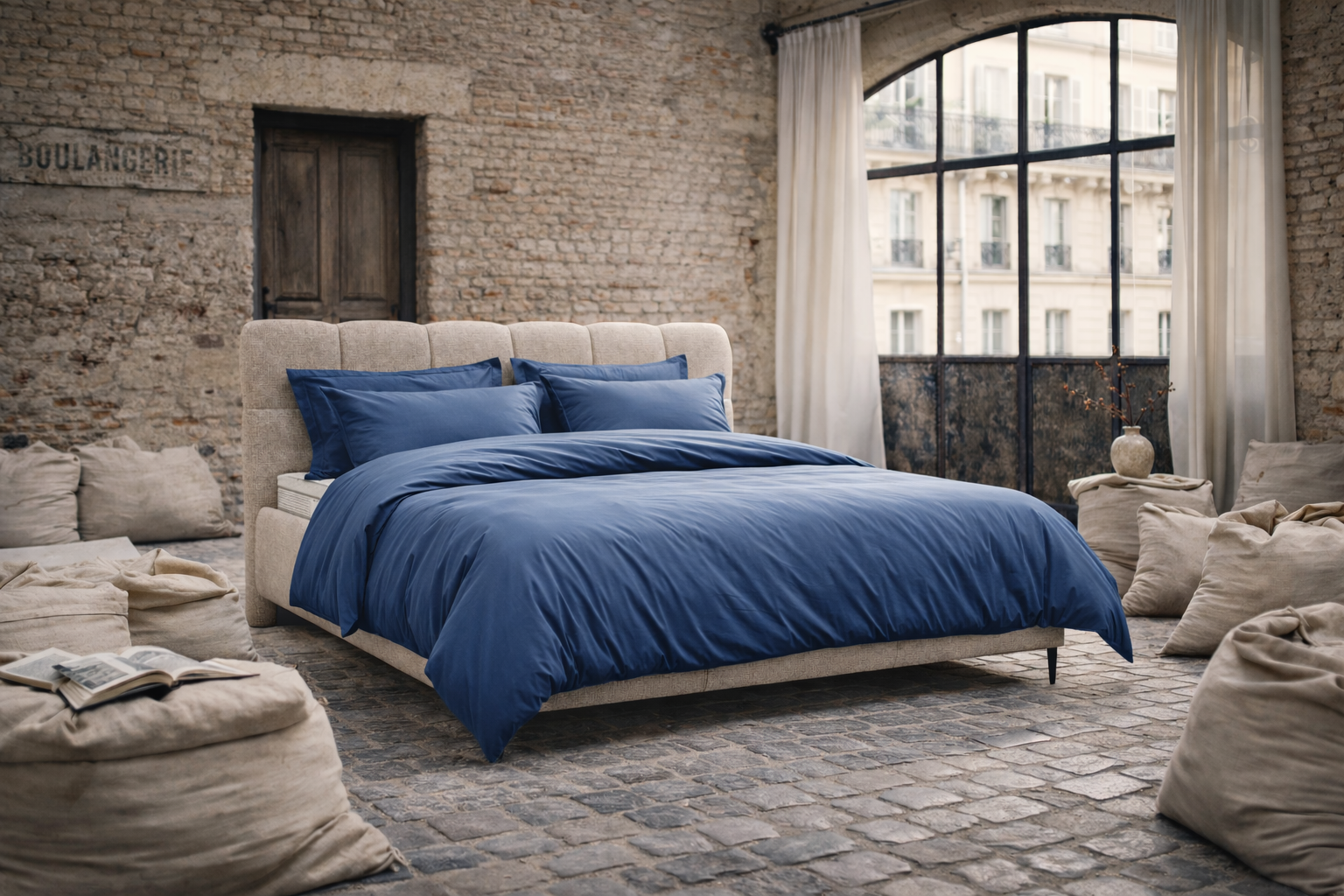 Lit coffre Four dans un décor de loft industriel  parisien au style bohème cosy