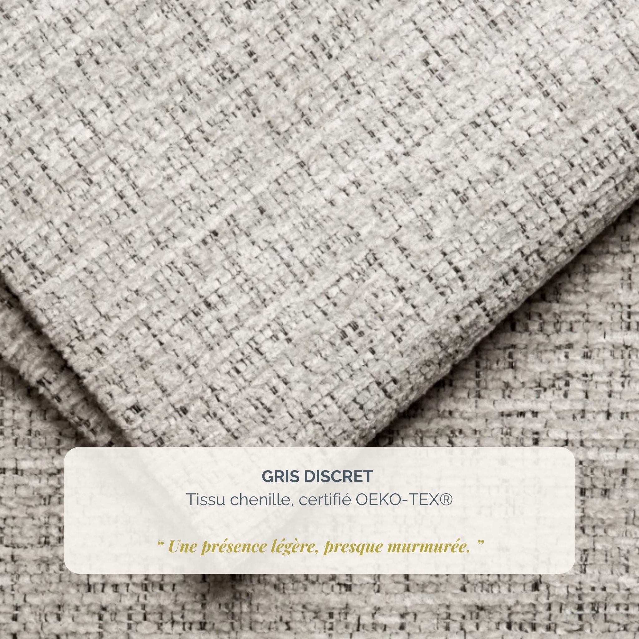 Lit coffre Four en tissu chenille gris clair Paname Avenue, détail de la texture du revêtement