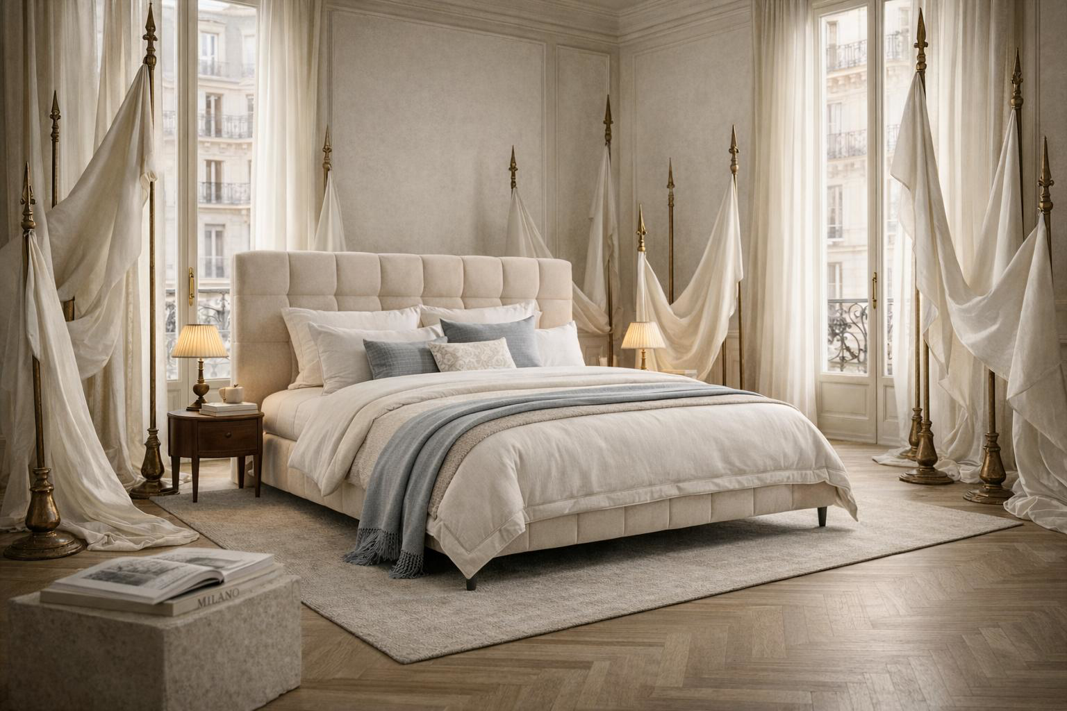 Lit Jacob Paname Avenue dans un salon éclectique à Paris