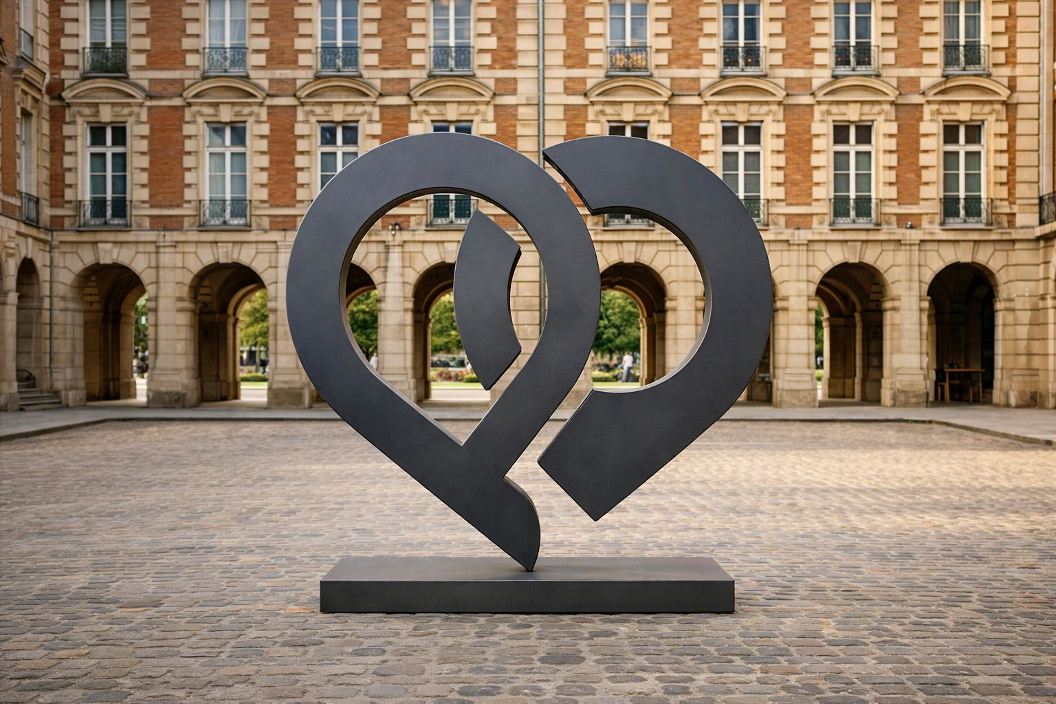 Logo Paname Avenue en sculpture dans une cour parisienne.