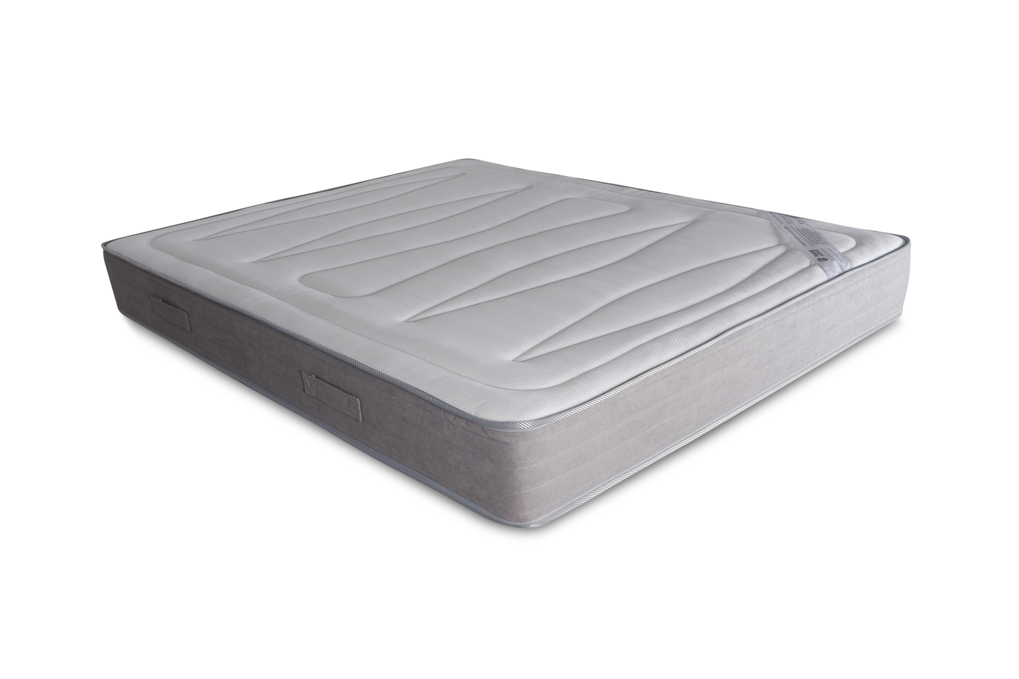 Matelas Rollin en mousse premium densité 35 kg/m³ 140x200 cm confort moelleux sur fond blanc, vue 3/4