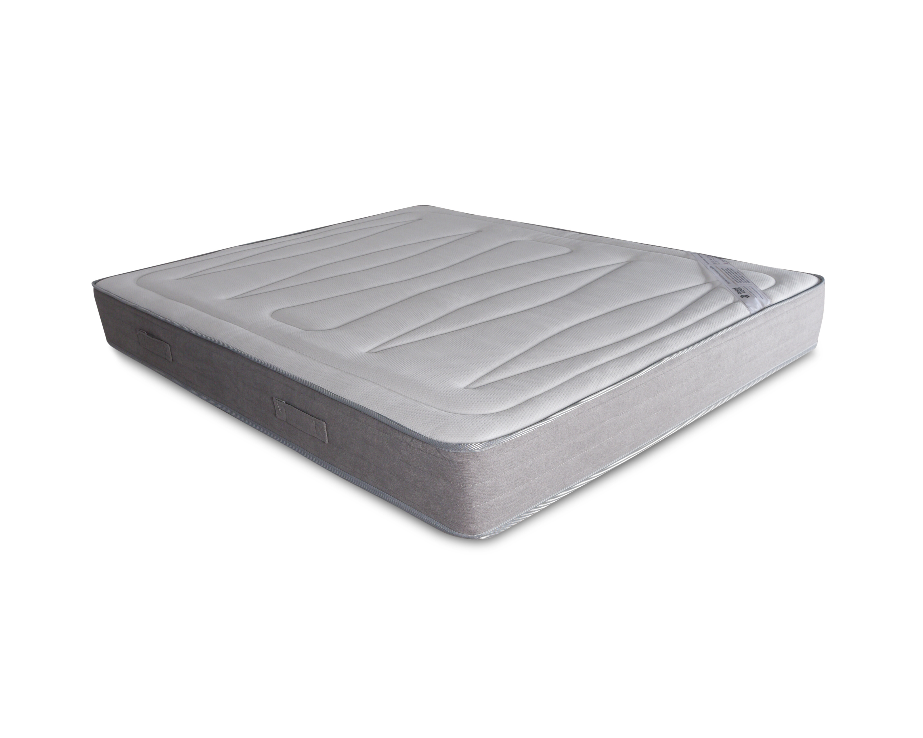 Matelas Rollin en mousse premium densité 35 kg/m³ 140x200 cm confort moelleux sur fond blanc, vue 3/4