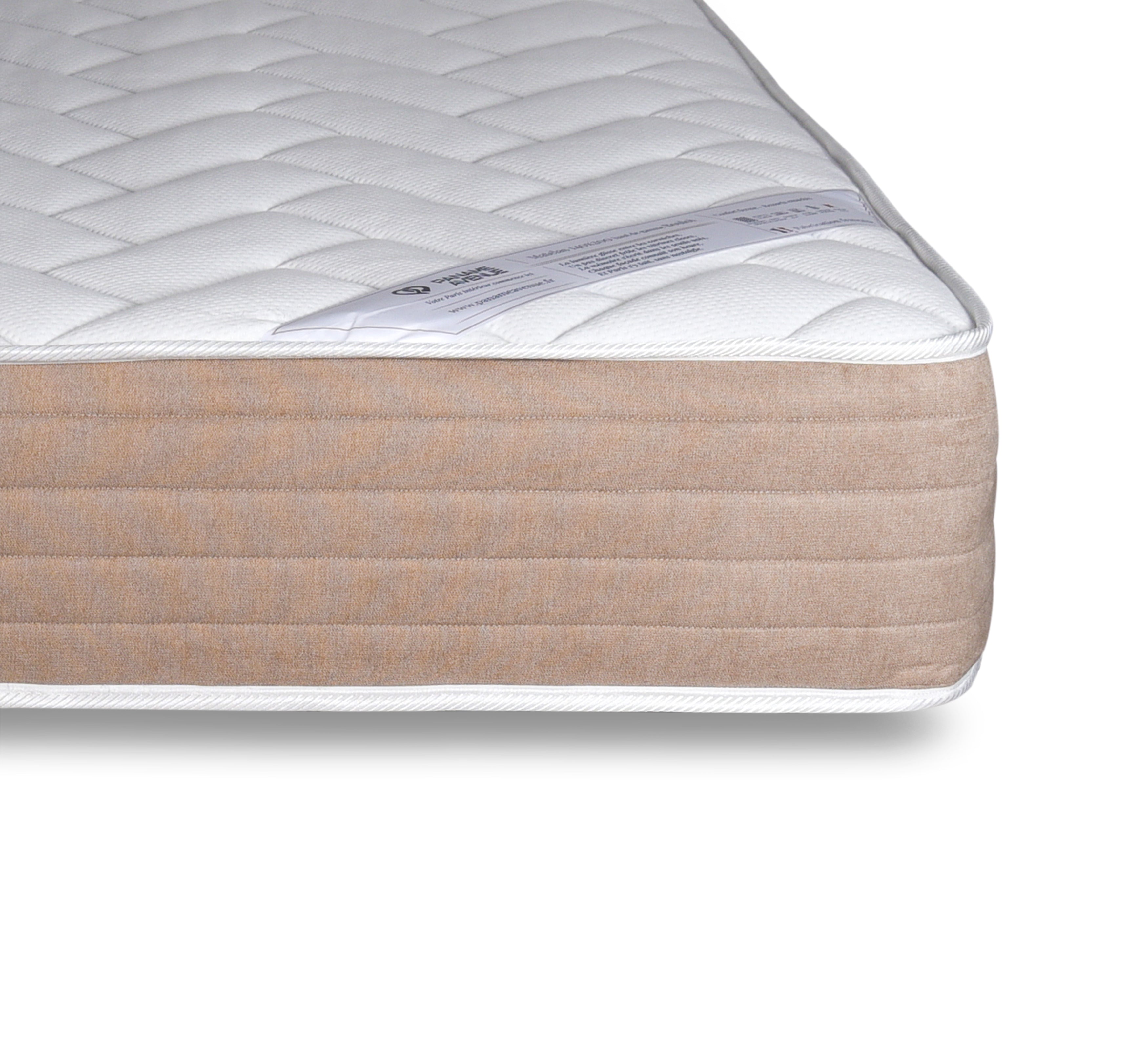 Zoom coin du matelas 140x200cm Bouloi 25cm ressorts ensachés 35kg/m3 de chez Paname Avenue sur fond blanc