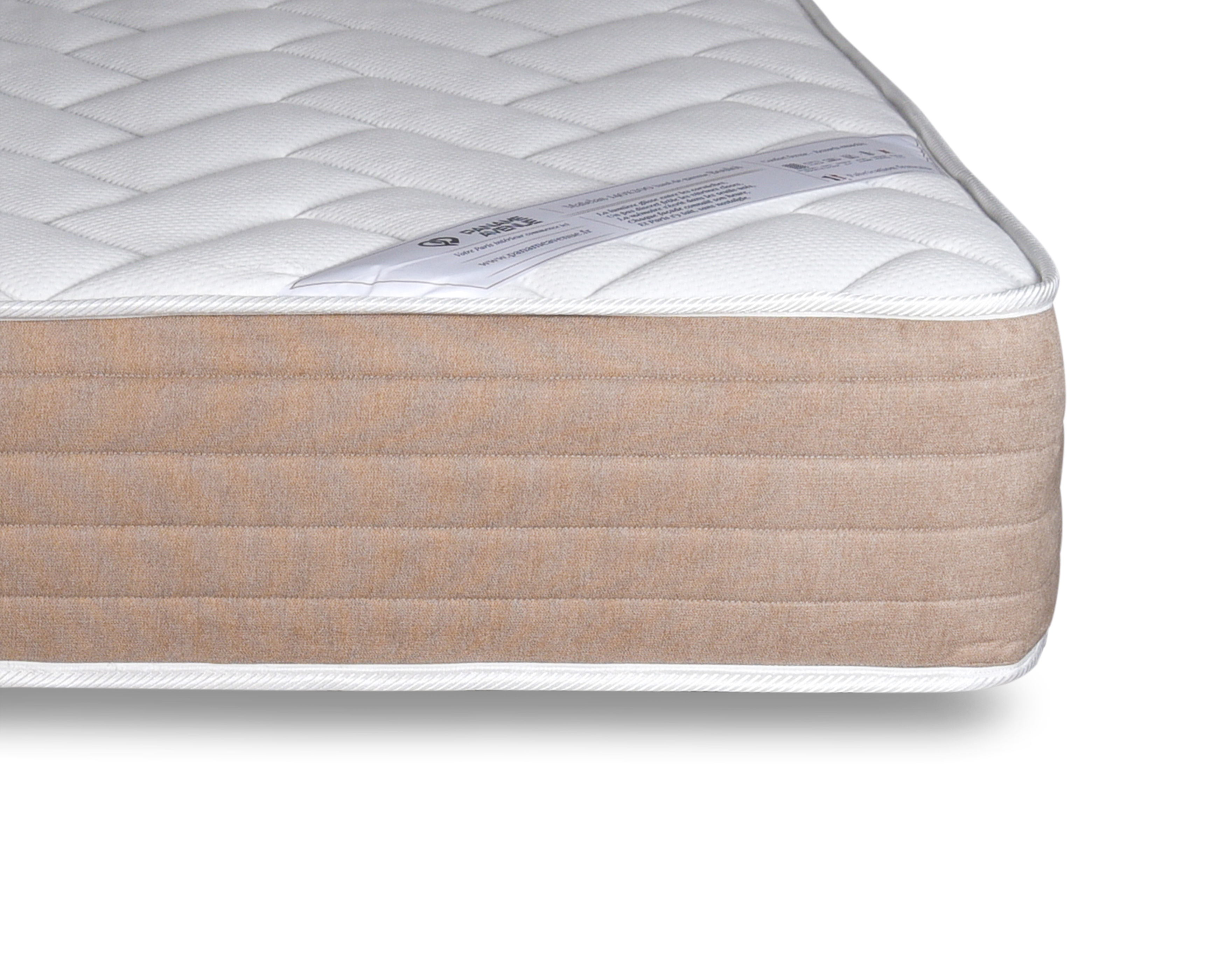 Zoom coin du matelas 180x200cm Bouloi 25cm ressorts ensachés 35kg/m3 de chez Paname Avenue sur fond blanc