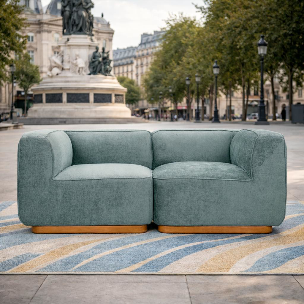 Canapé droit Saint Maur  Paname Avenue dans un décor du quartier République  à Paris 