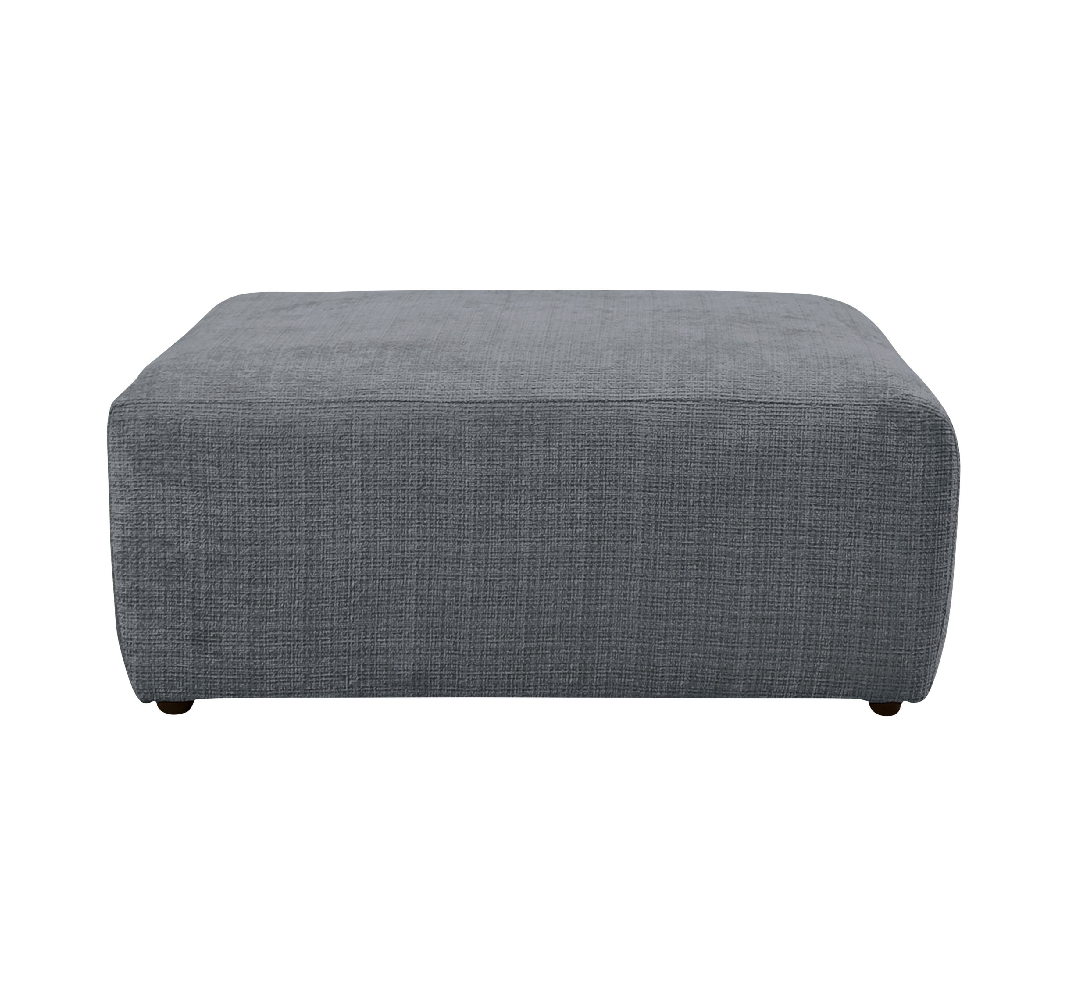 Pouf Albert-Thomas en tissu chenille anthracite Paname Avenue, vue de face sur fond blanc