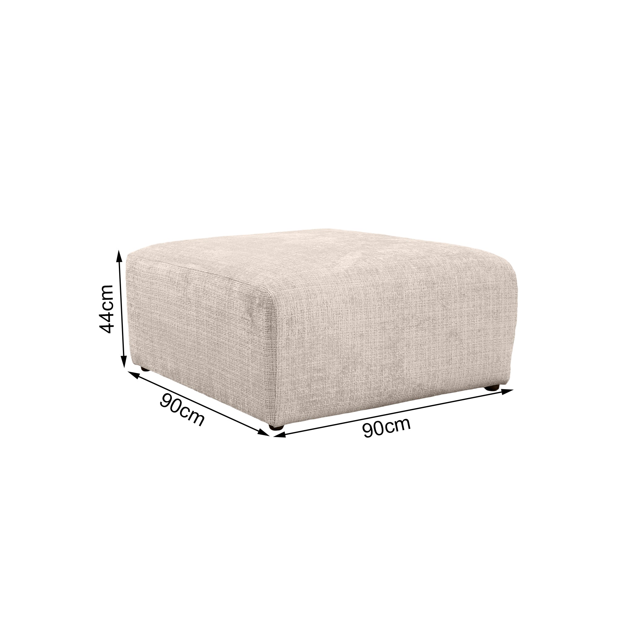 Pouf Albert-Thomas en tissu chenille beige Paname Avenue, schéma des dimensions