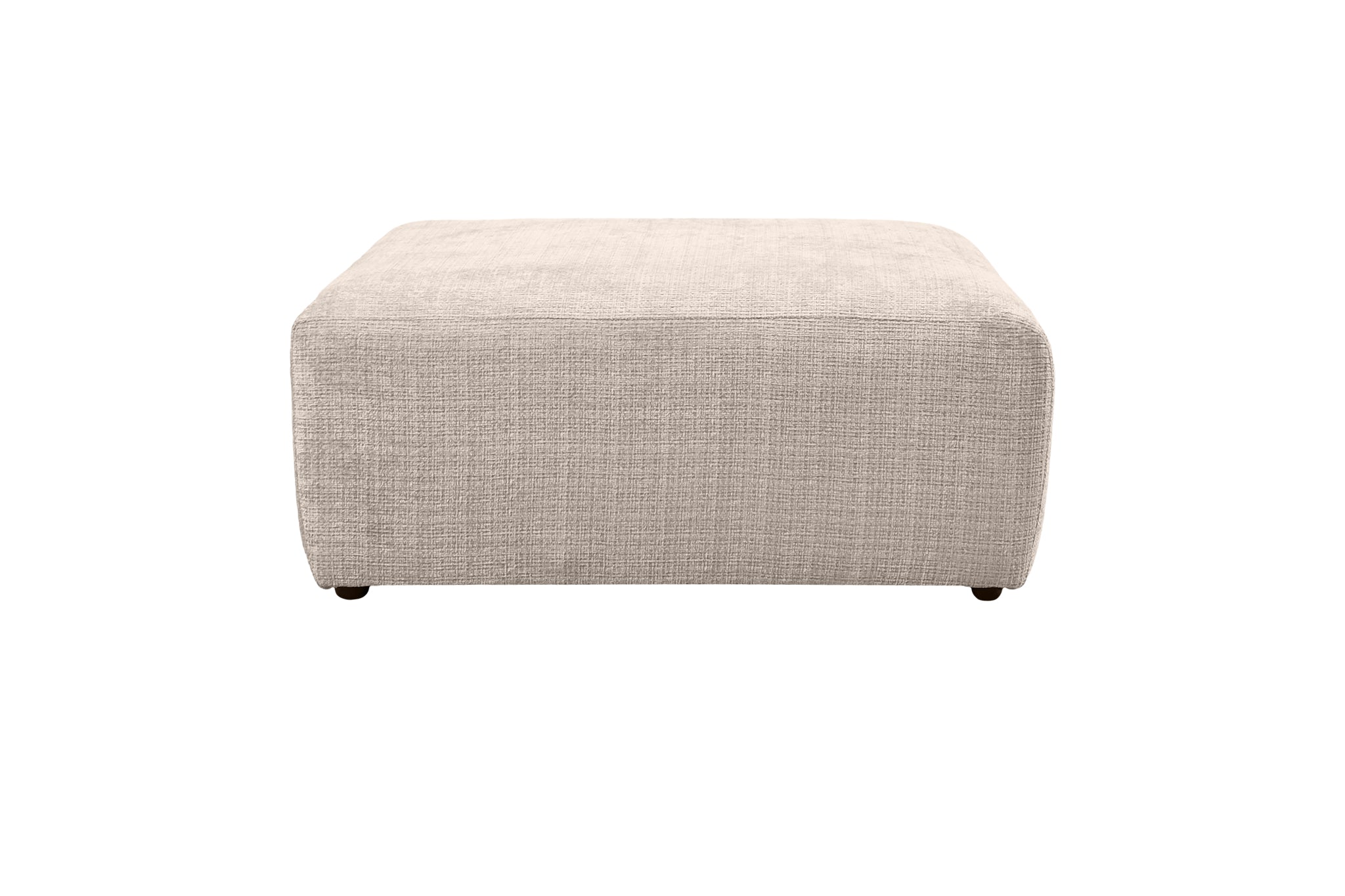 Pouf Albert-Thomas en tissu chenille beige Paname Avenue, vue de face sur fond blanc