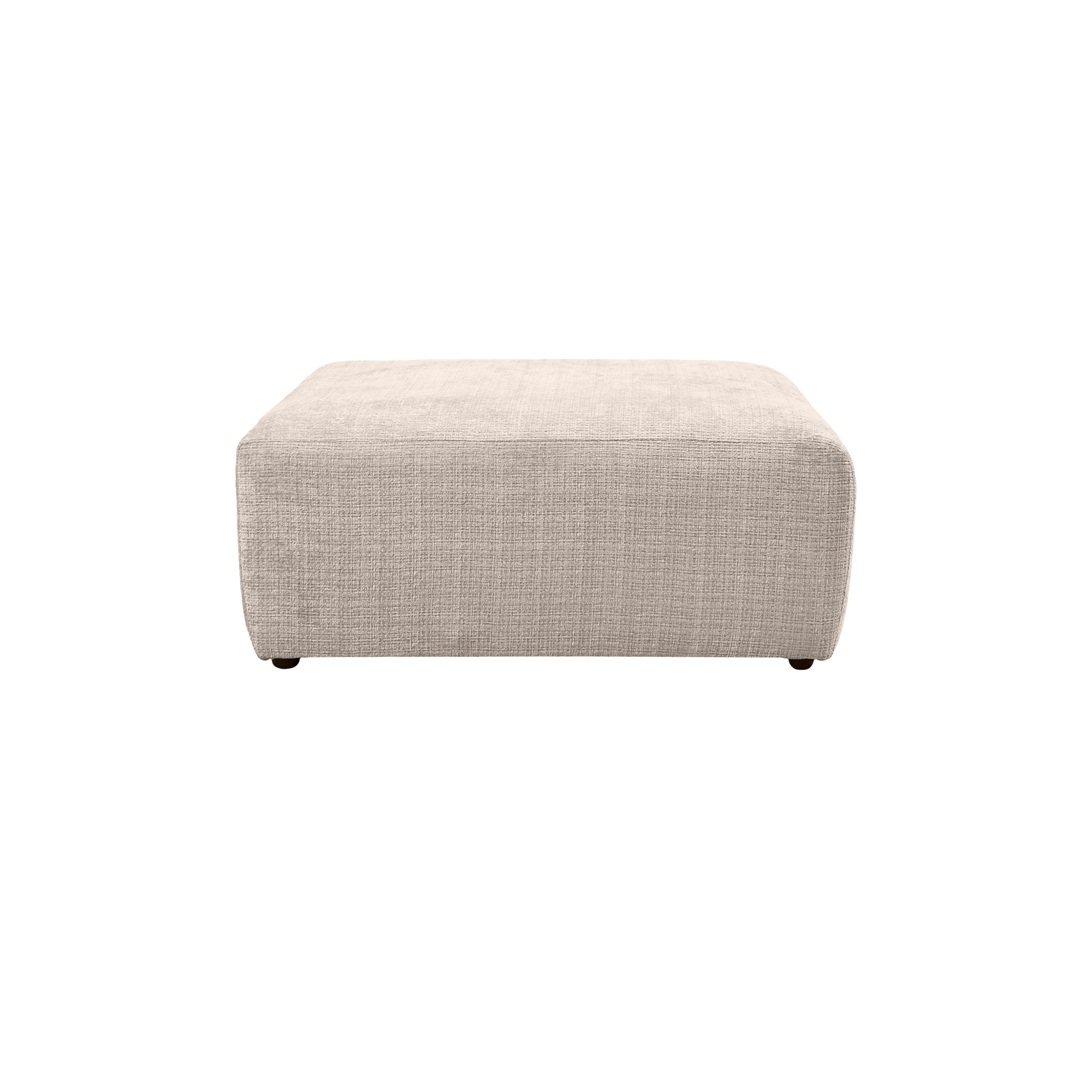 Pouf Albert-Thomas en tissu chenille beige Paname Avenue, vue de face sur fond blanc