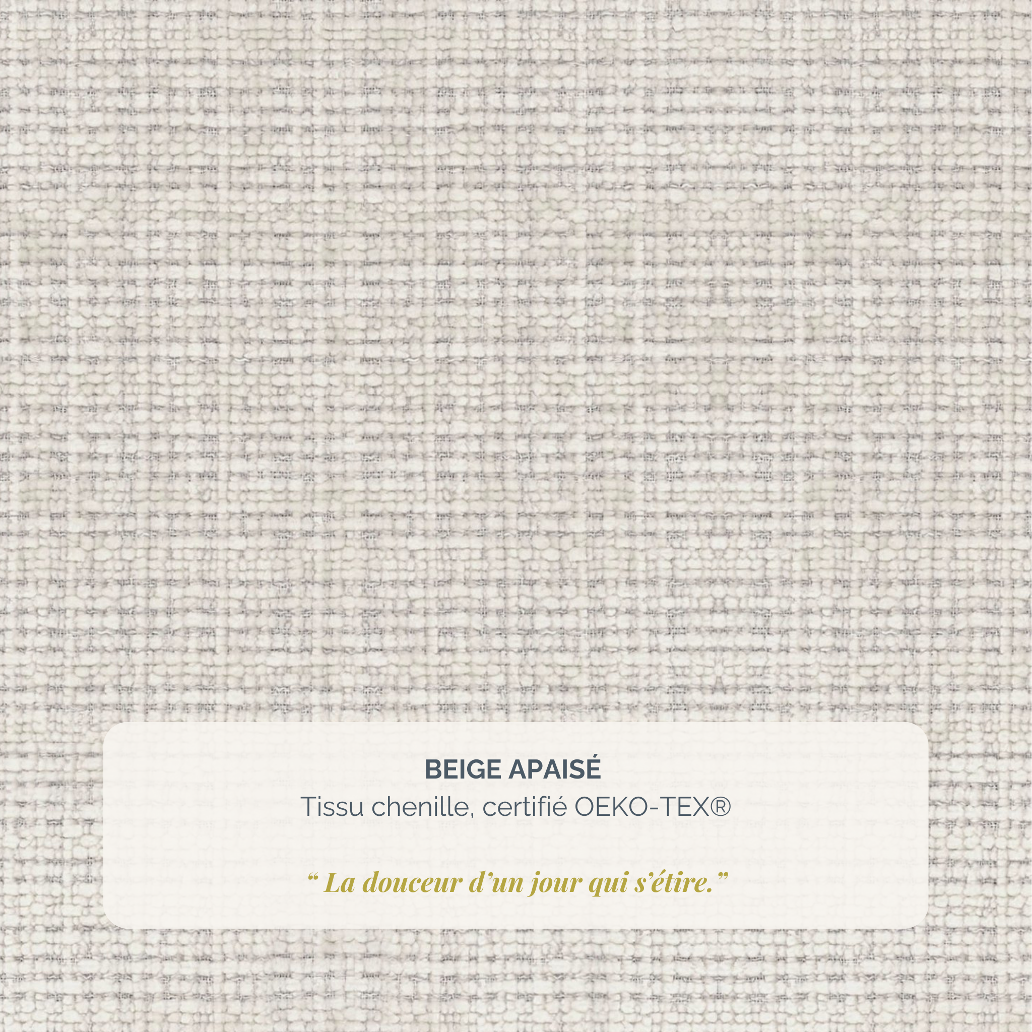 Pouf Albert-Thomas en tissu chenille beige Paname Avenue, détail de la texture du revêtement