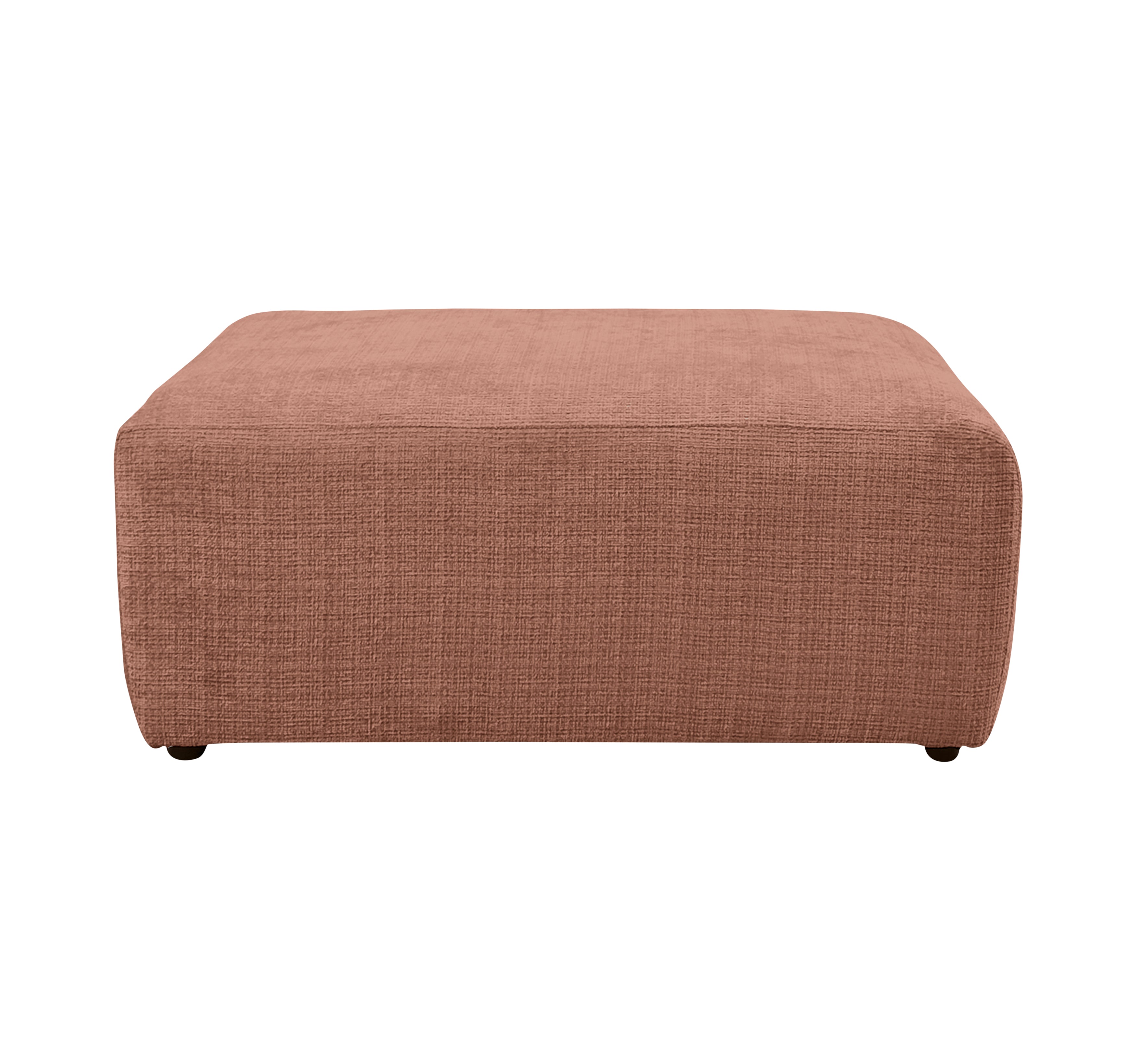 Pouf Albert-Thomas en tissu chenille terracotta Paname Avenue, vue de face sur fond blanc