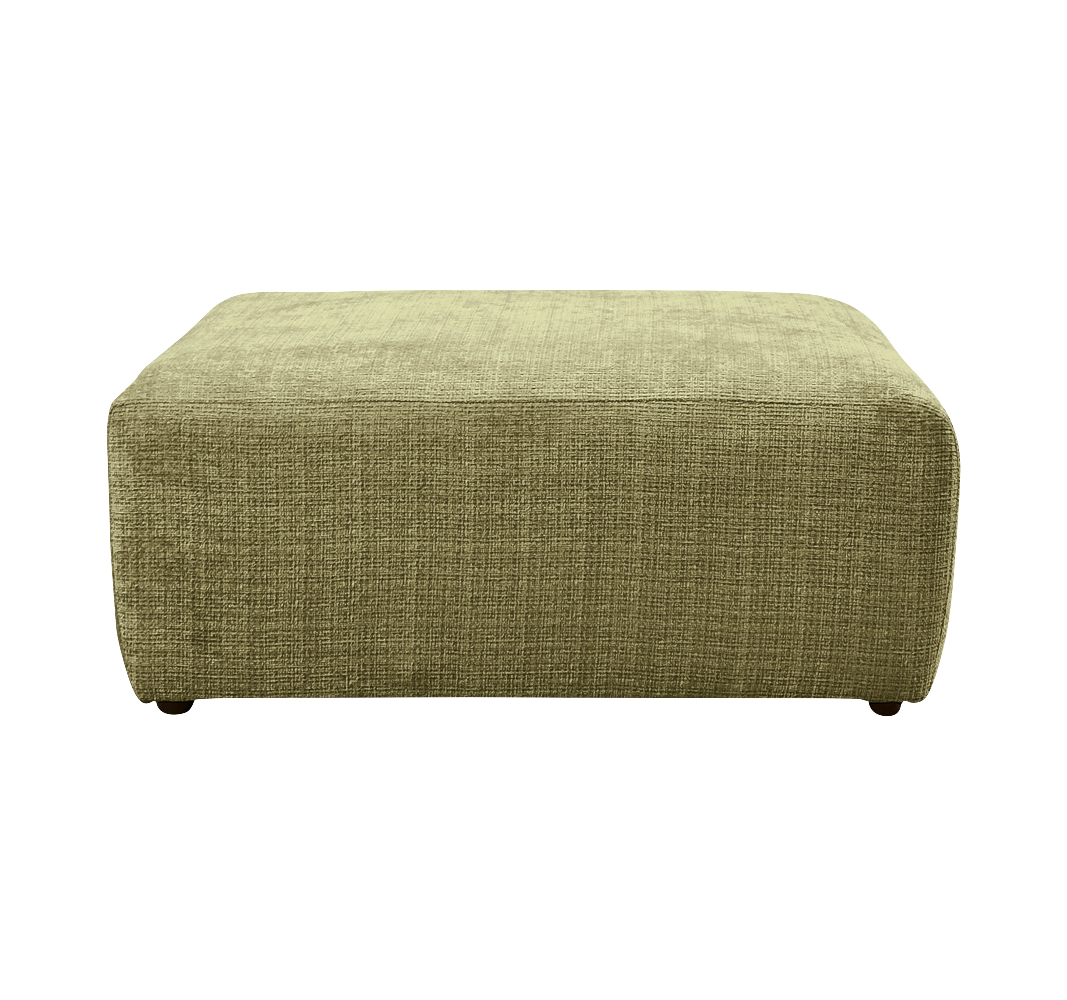 Pouf Albert-Thomas en tissu chenille vert olive Paname Avenue, vue de face sur fond blanc