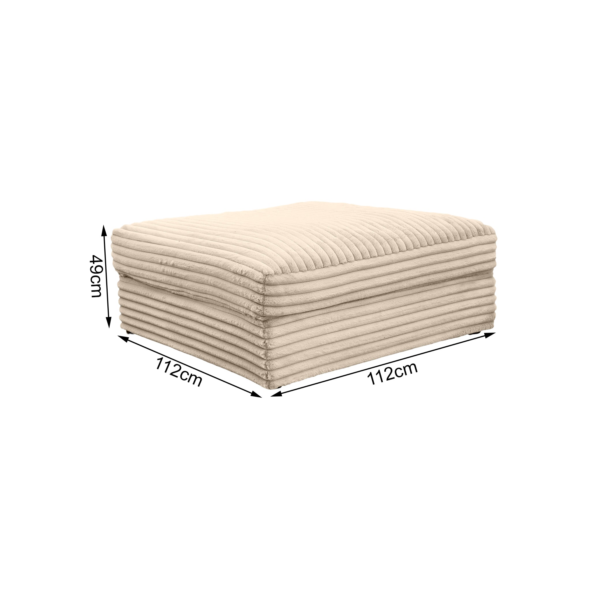 Pouf Norvins en tissu velours gros côtelé beige Paname Avenue, schéma des dimensions