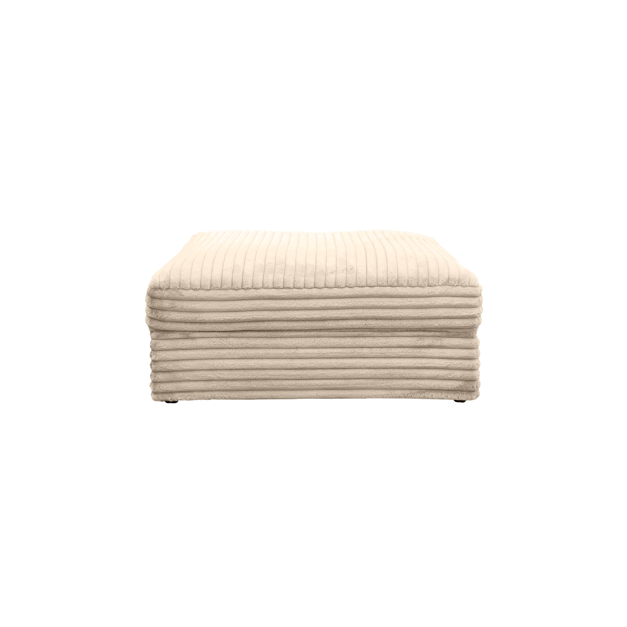 Pouf Norvins en tissu velours gros côtelé beige Paname Avenue, vue de face sur fond blanc