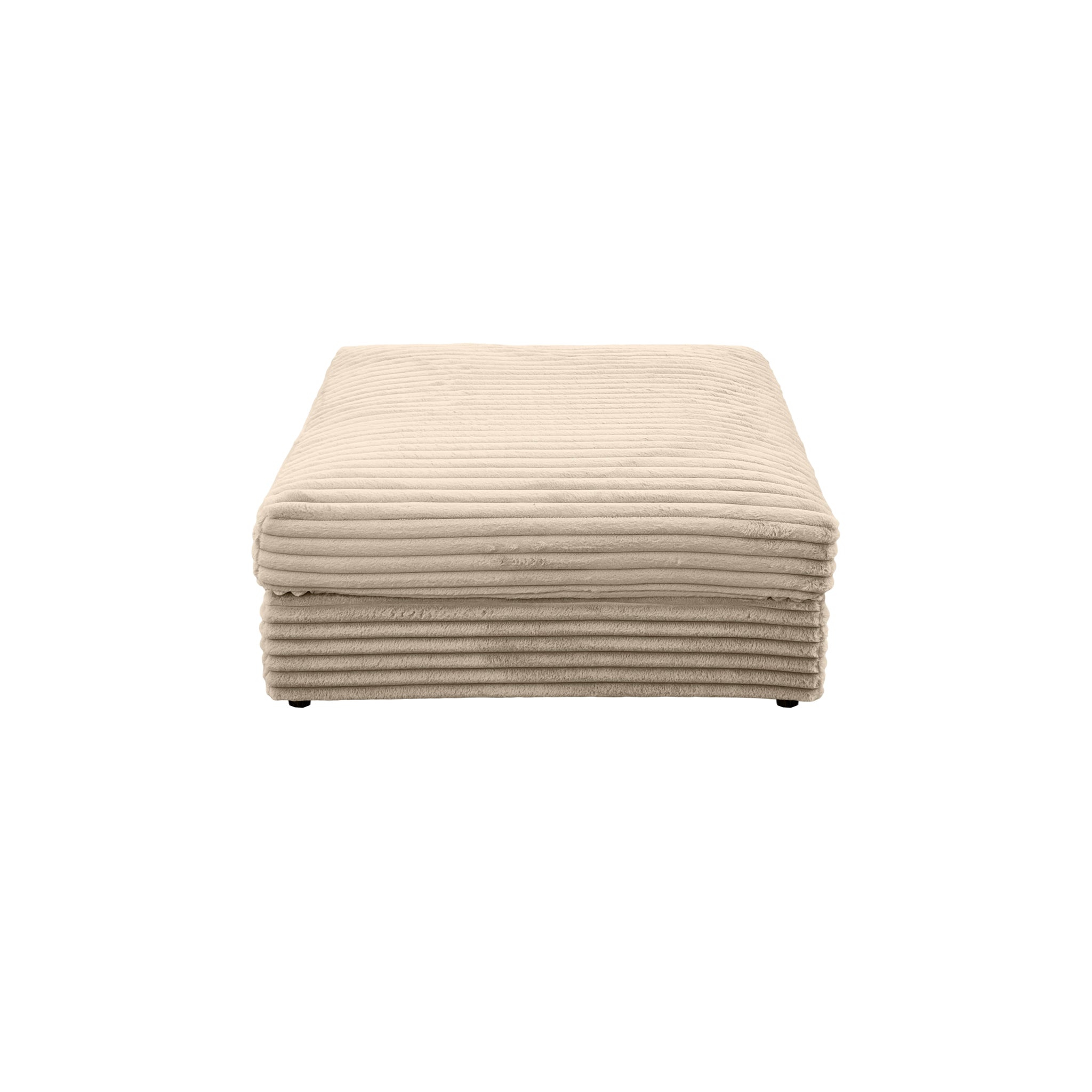 Pouf Norvins en tissu velours gros côtelé beige Paname Avenue, vue de profil sur fond blanc