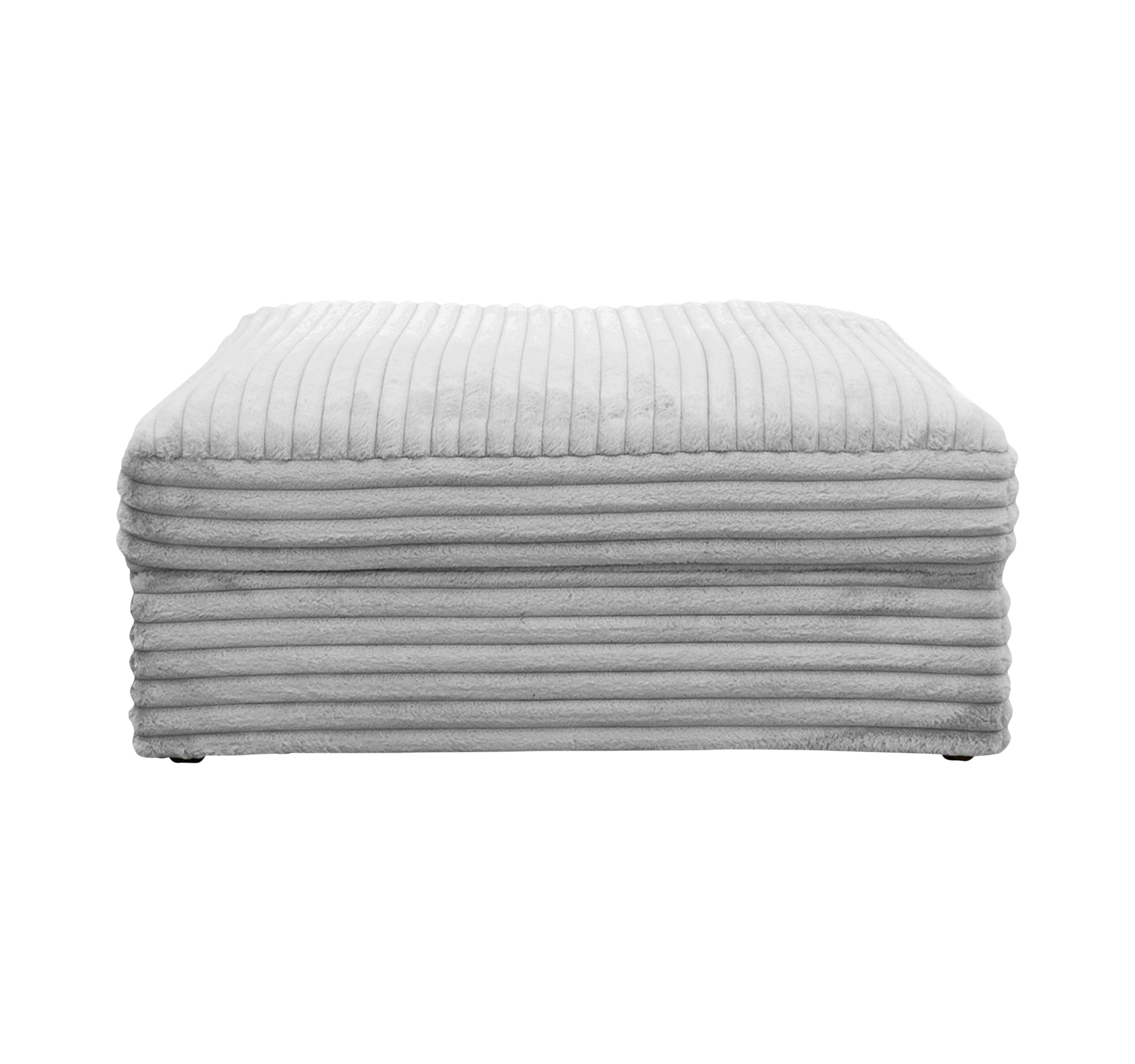 Pouf Norvins en tissu velours gros côtelé gris clair Paname Avenue, vue de face sur fond blanc