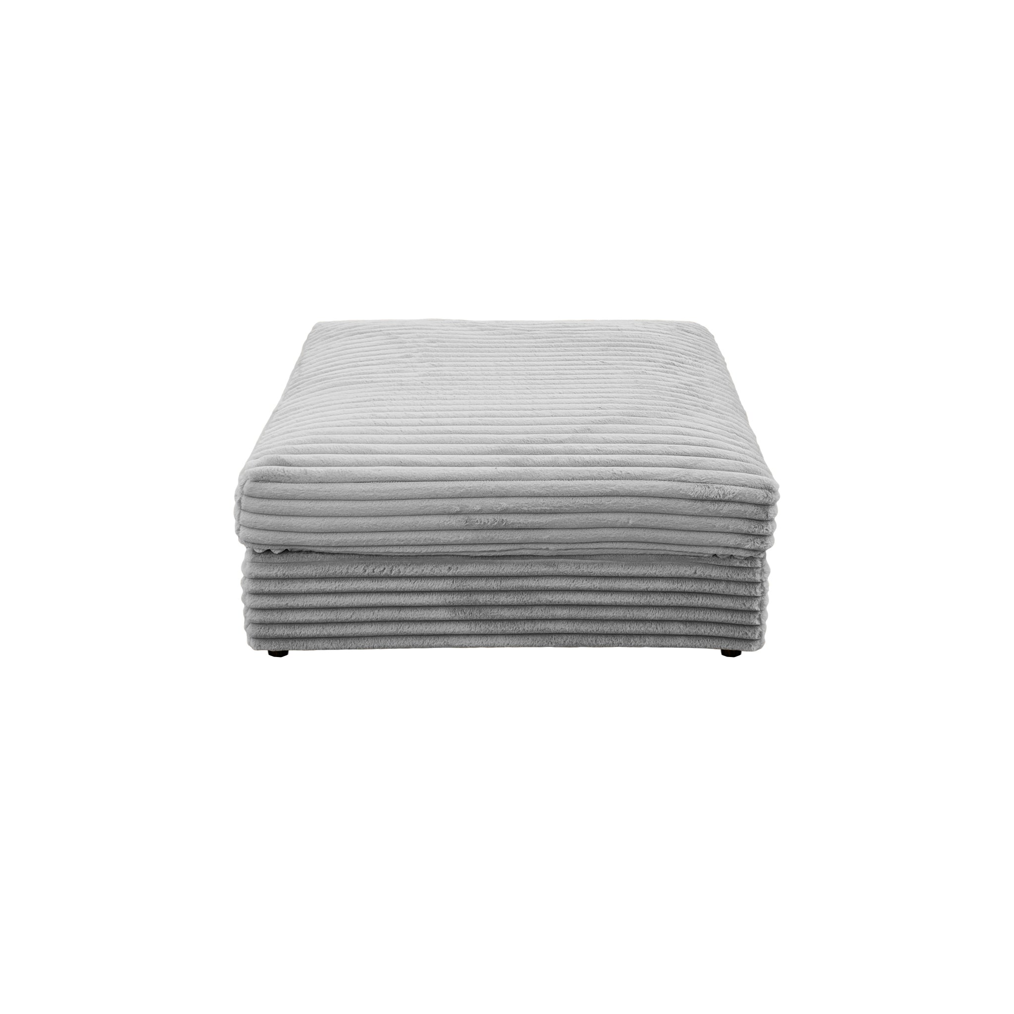 Pouf Norvins en tissu velours gros côtelé gris clair Paname Avenue, vue de profil sur fond blanc