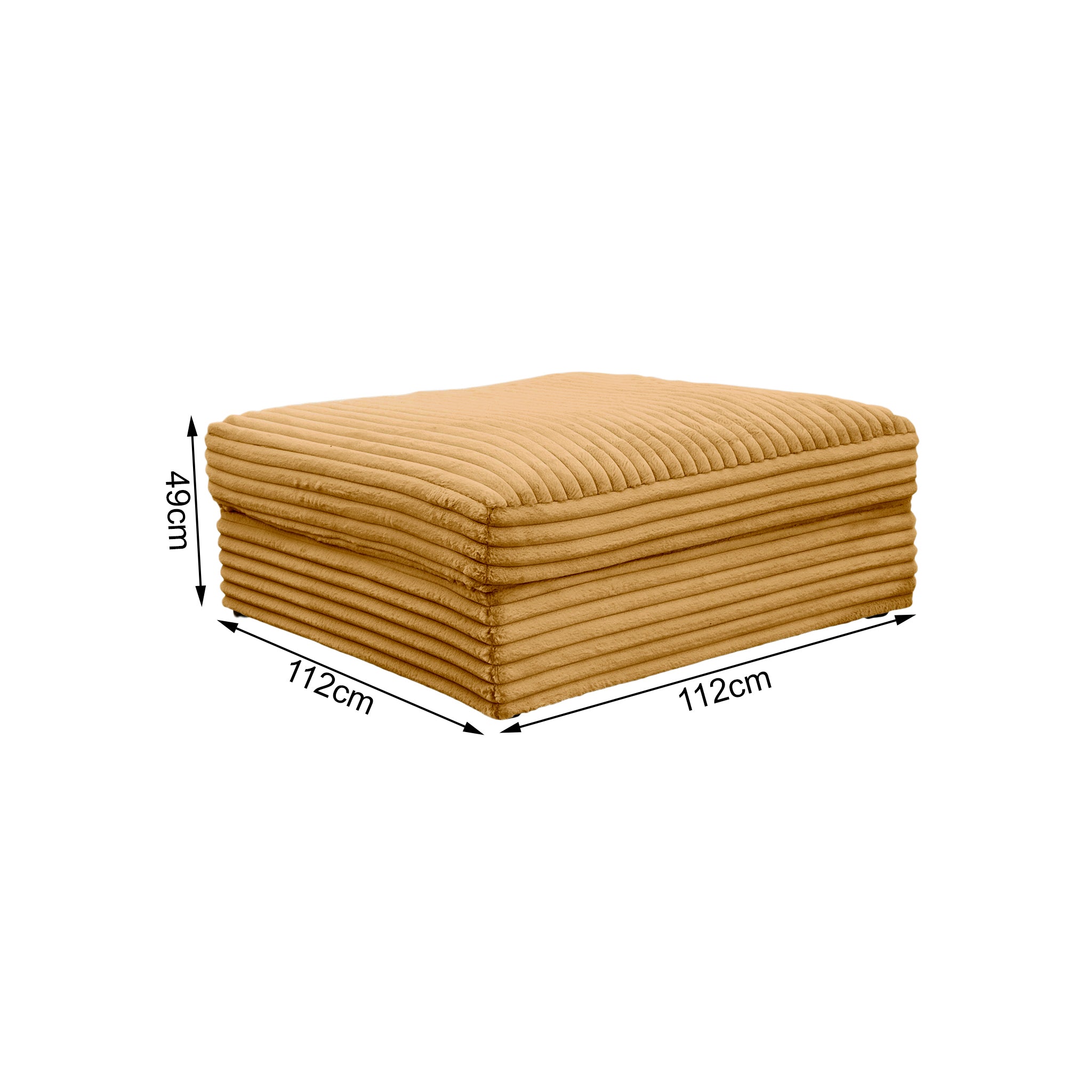 Pouf Norvins en tissu velours gros côtelé jaune Paname Avenue, schéma des dimensions