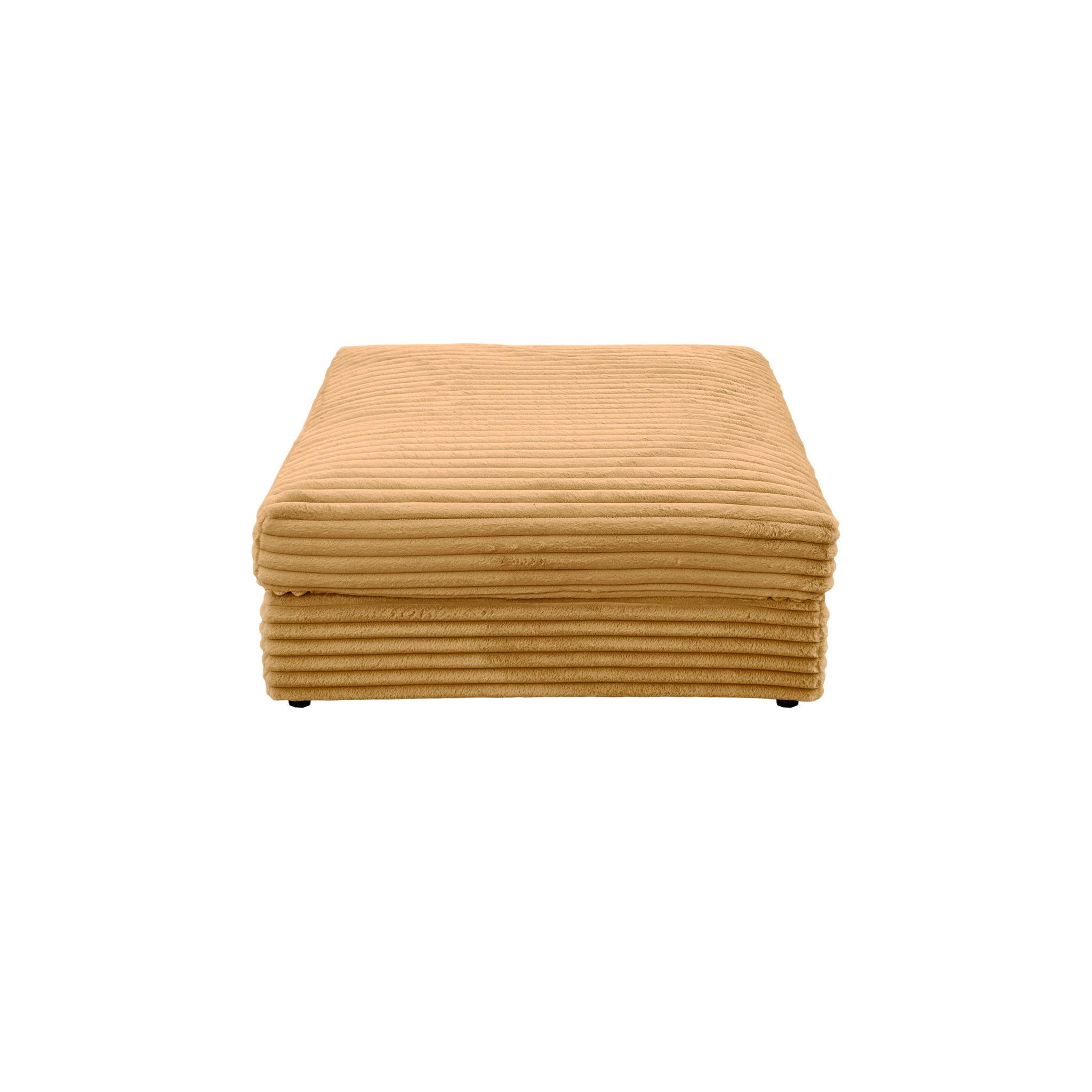 Pouf Norvins en tissu velours gros côtelé jaune Paname Avenue, vue de profil sur fond blanc