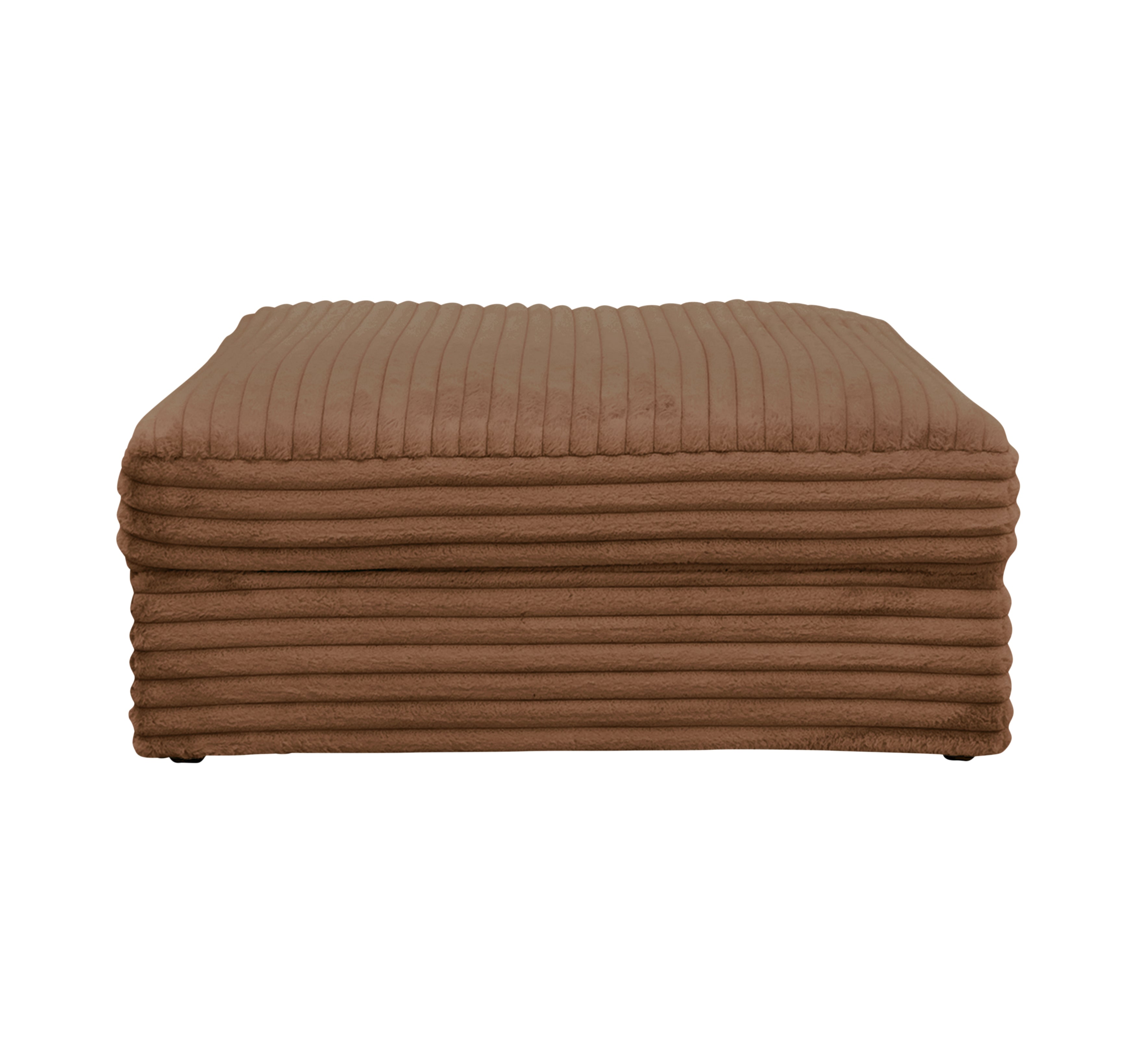Pouf Norvins en tissu velours gros côtelé terracotta Paname Avenue, vue de face sur fond blanc